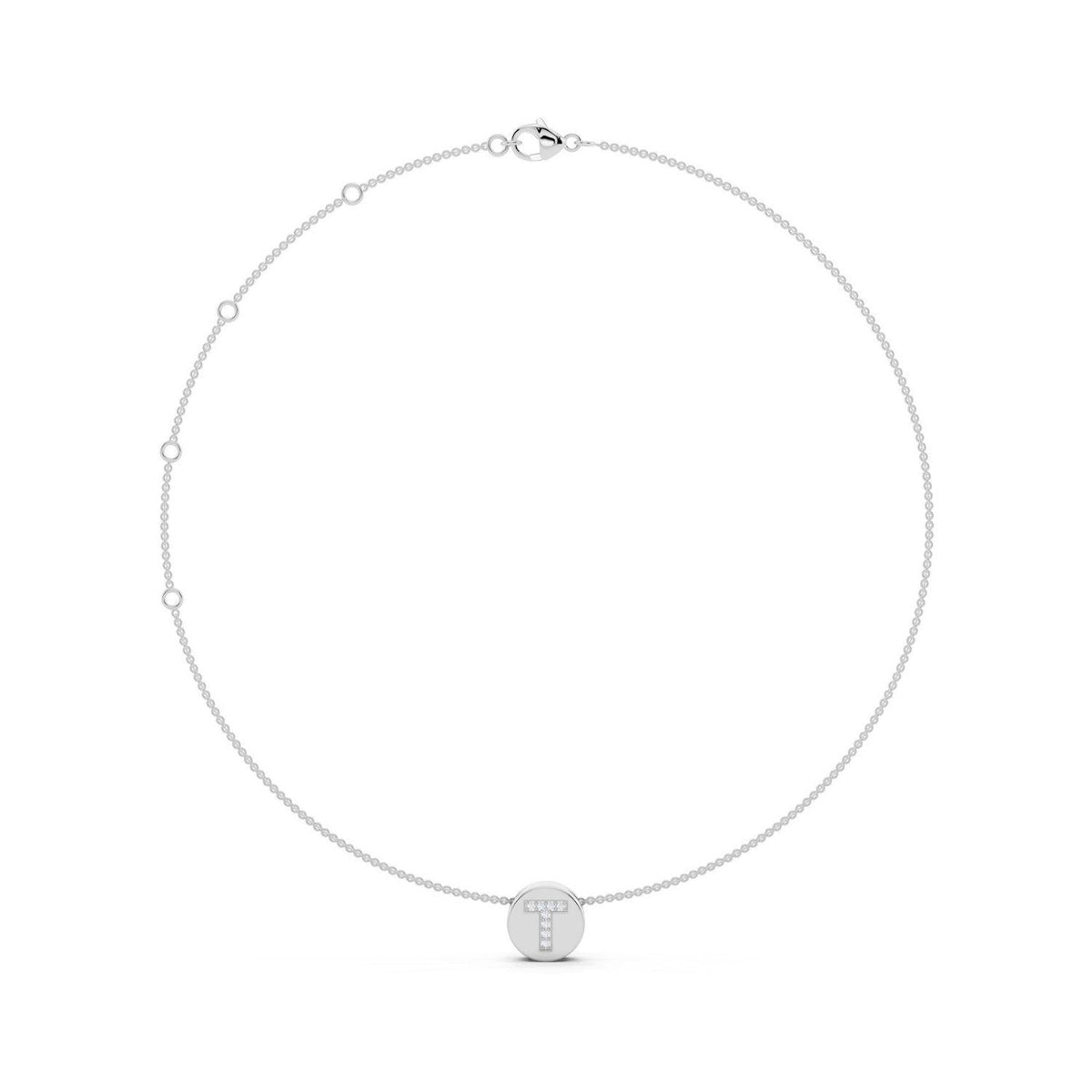 Diamond Initial Disc Necklace