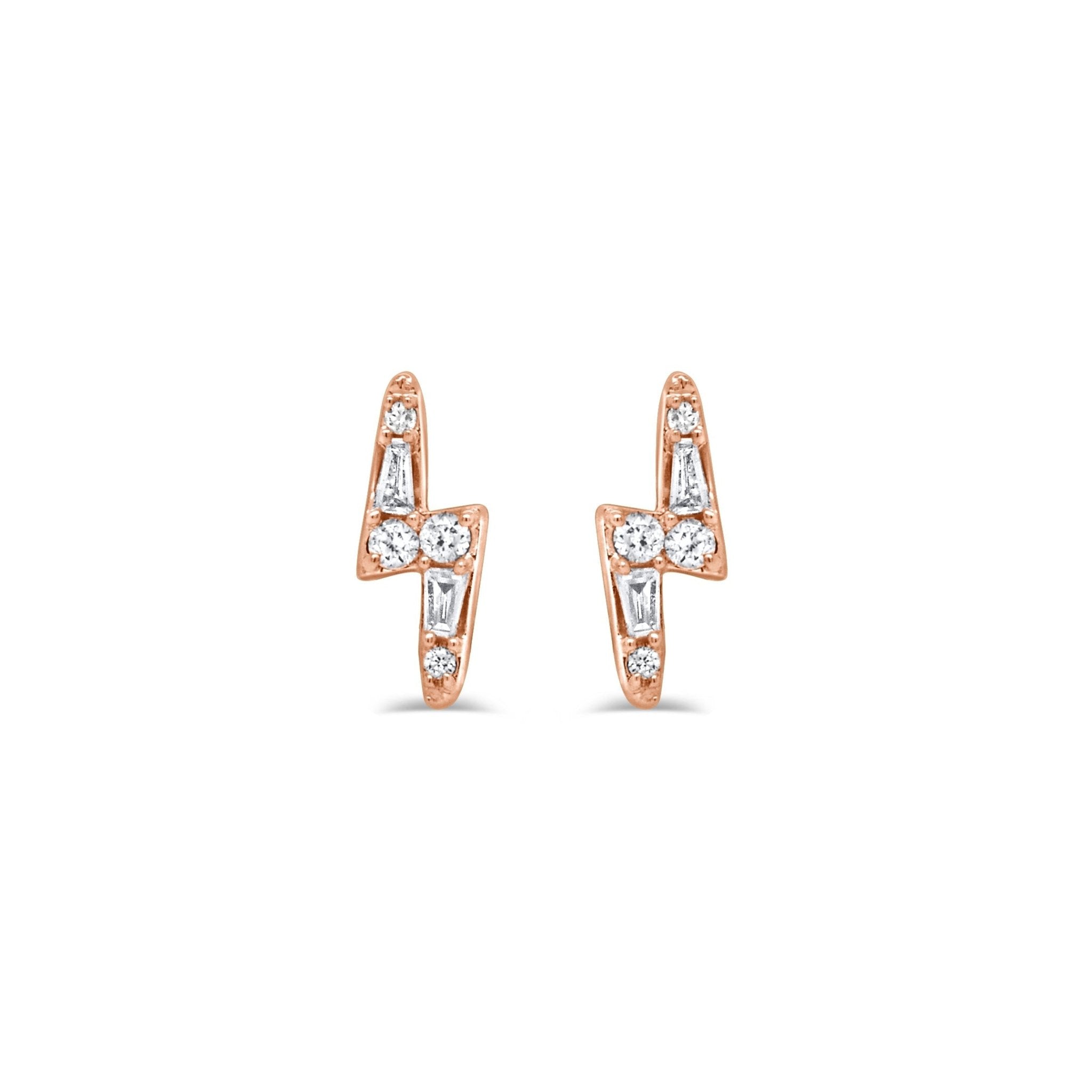 Diamond Lightning Bolt Stud Earrings