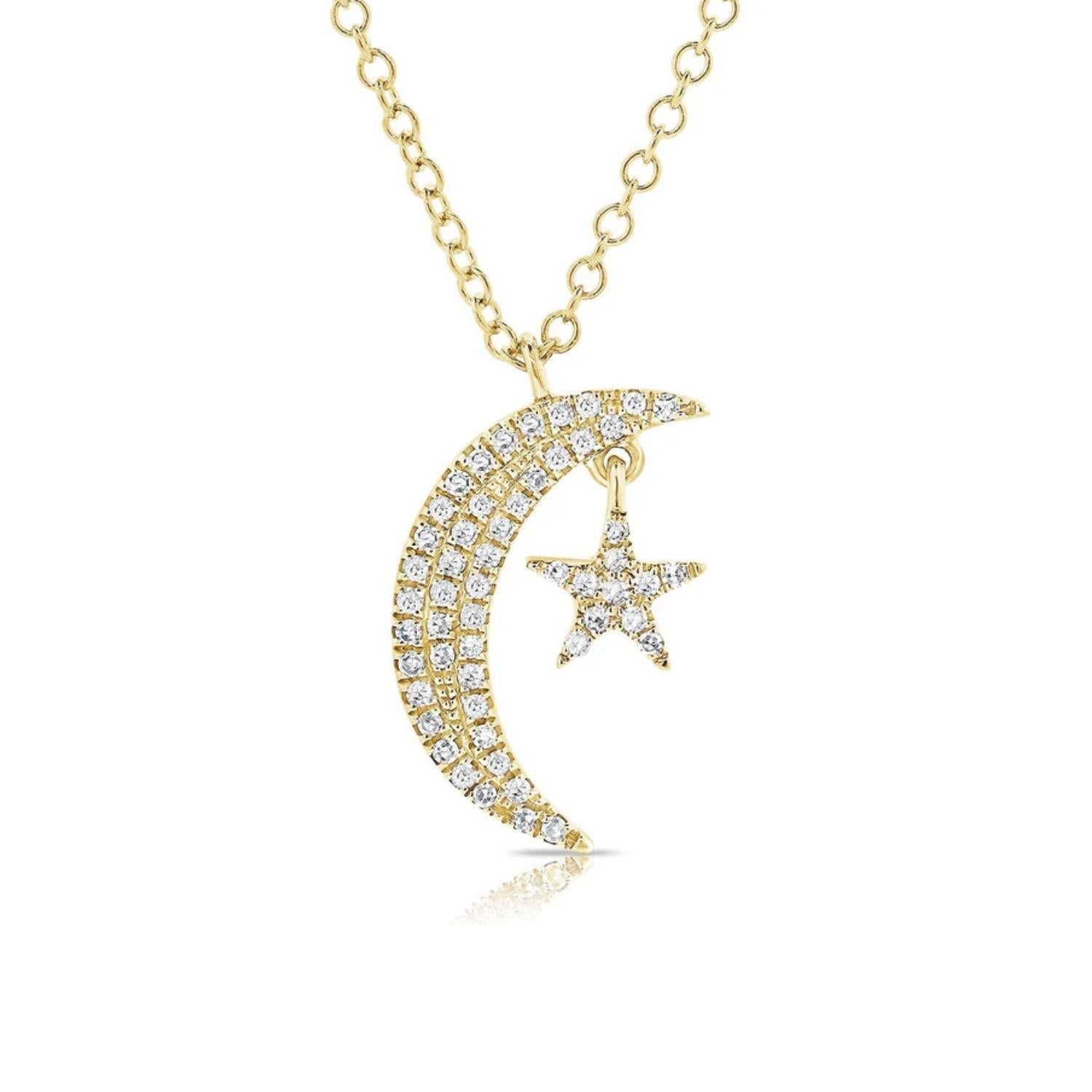 Diamond Moon Star Necklace