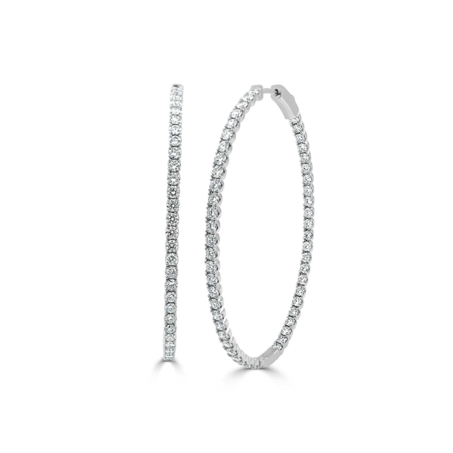 Diamond Oval Hoop Earrings