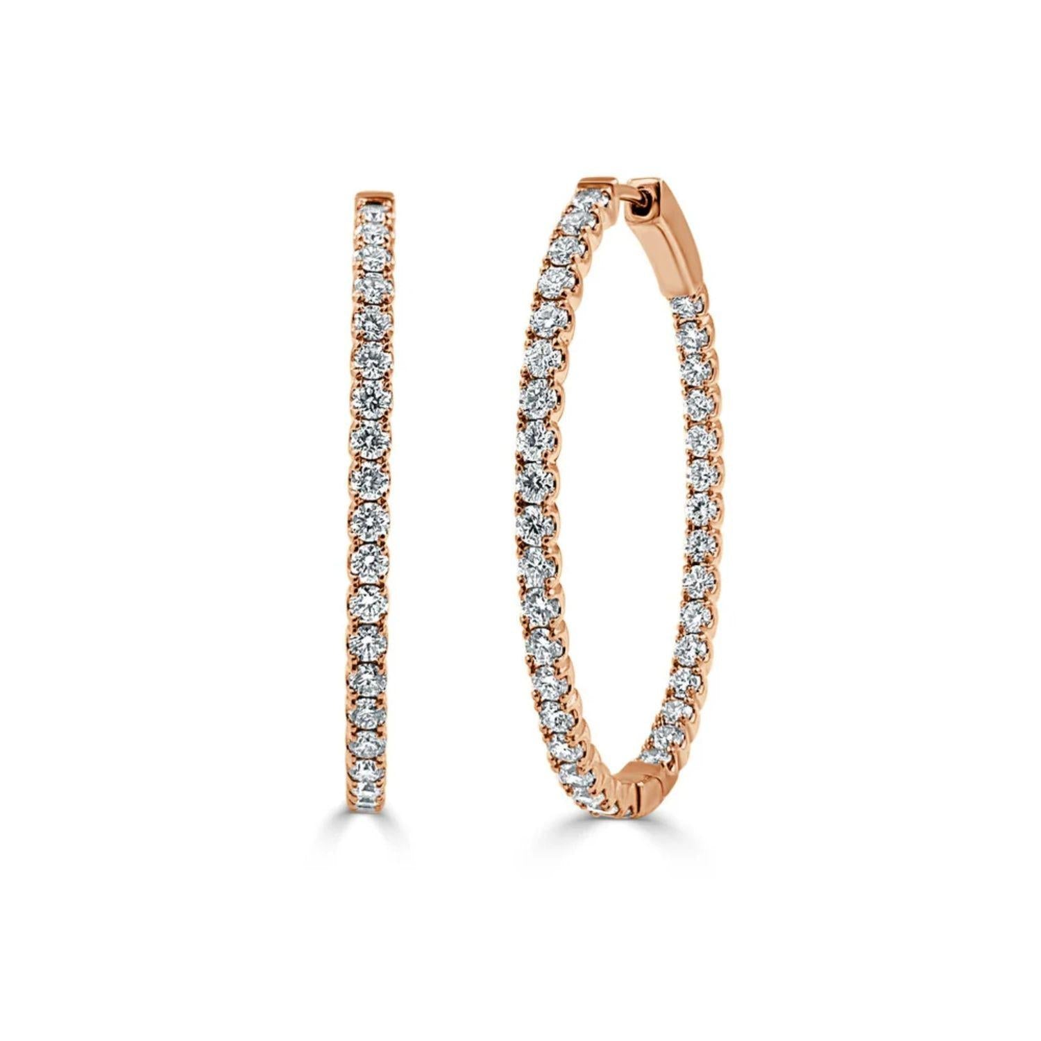 Diamond Oval Hoop Earrings