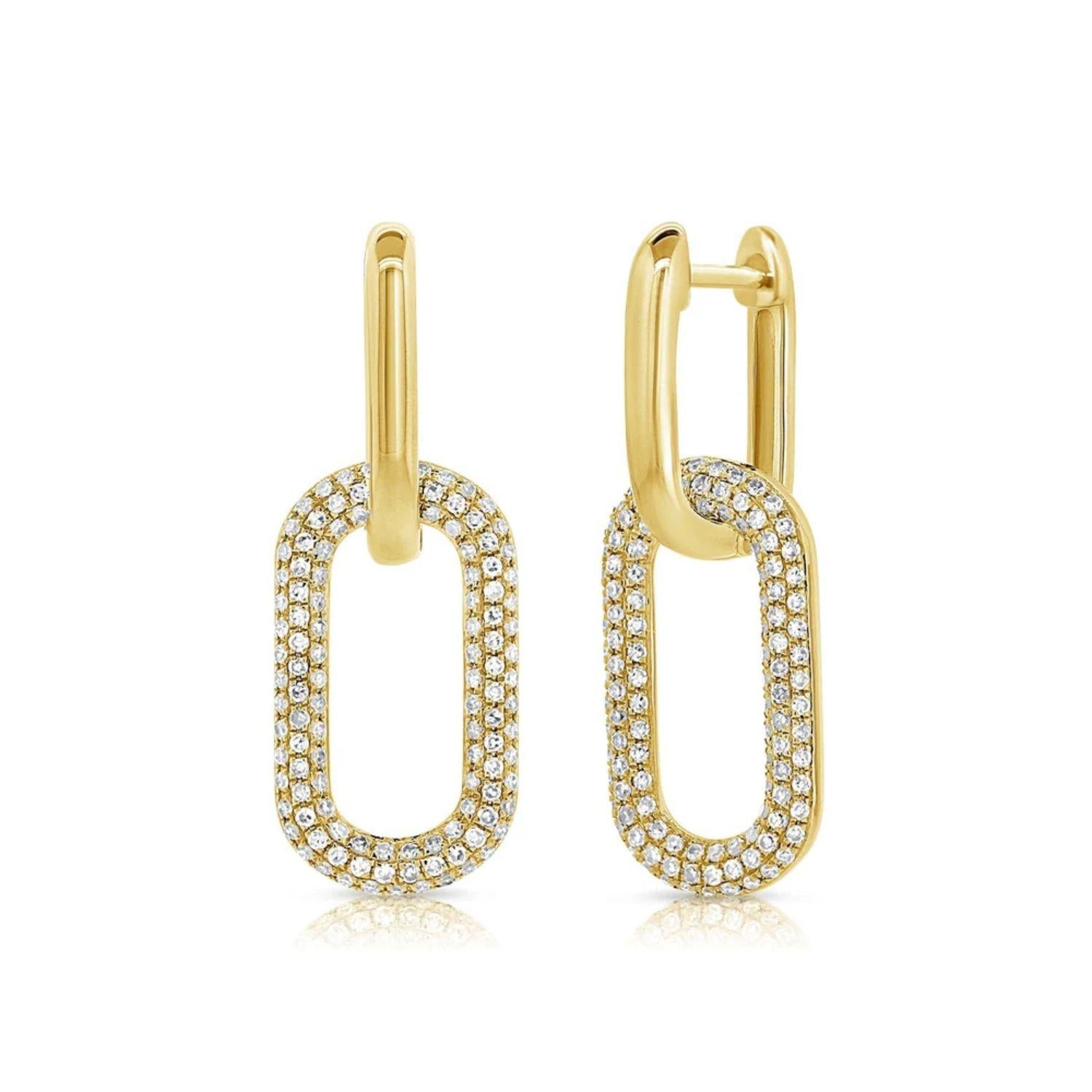 Diamond Paperclip Link Earrings
