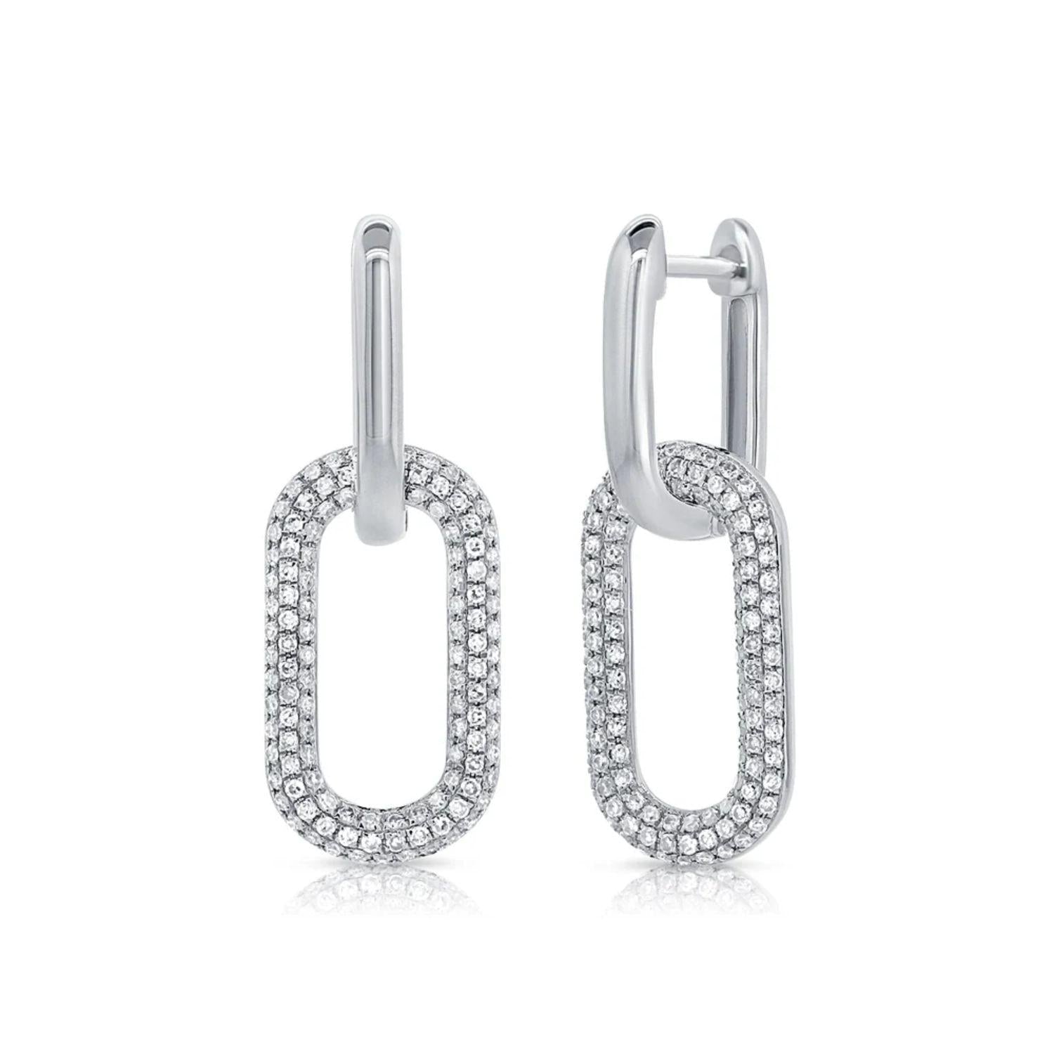 Diamond Paperclip Link Earrings