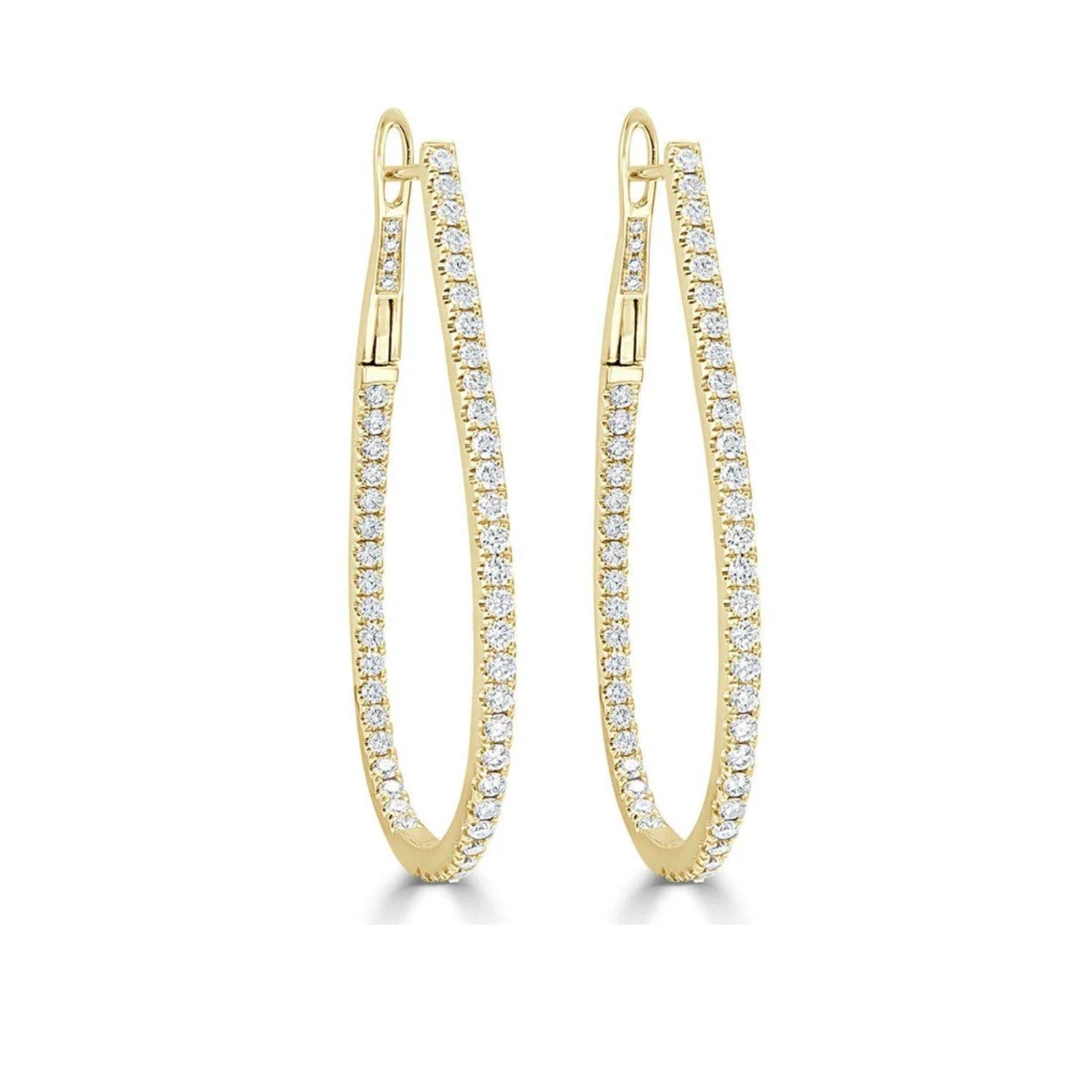 Diamond Pear Shape Hoop Earrings