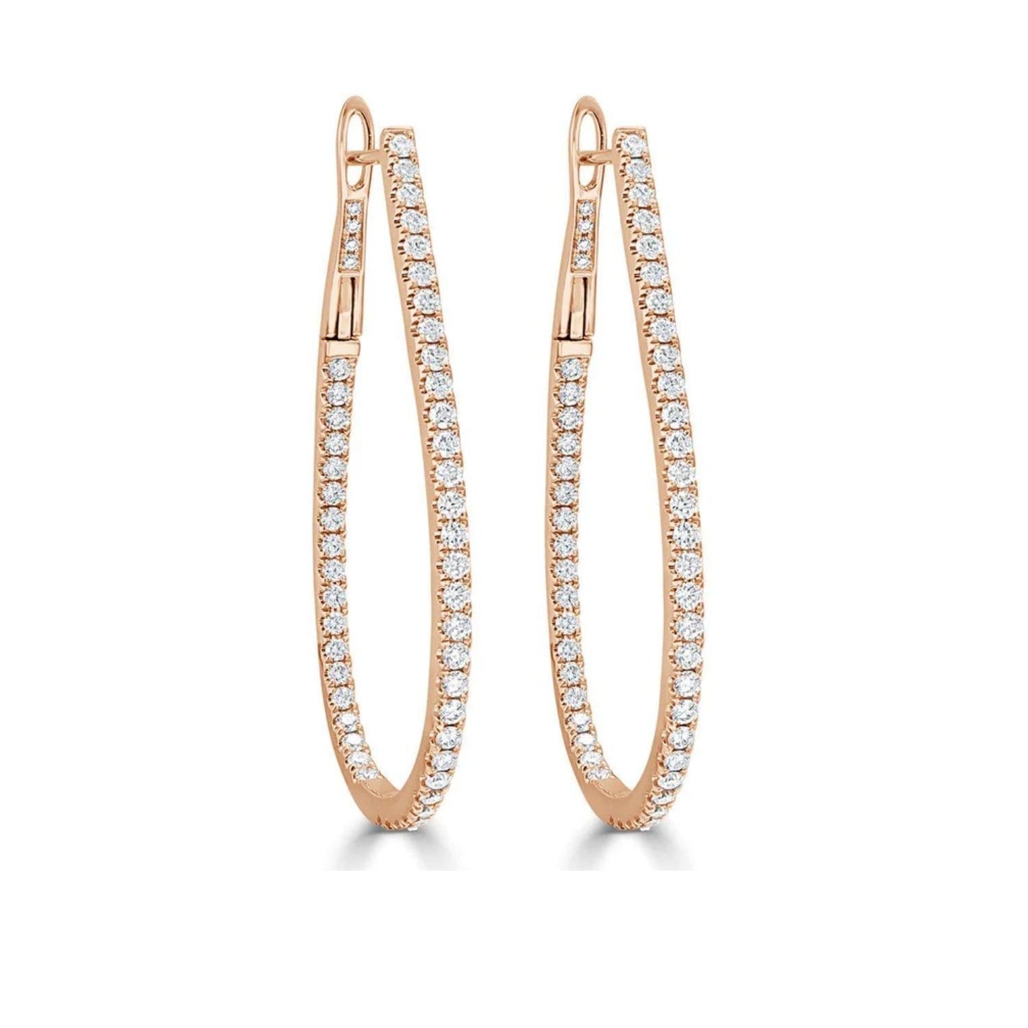Diamond Pear Shape Hoop Earrings