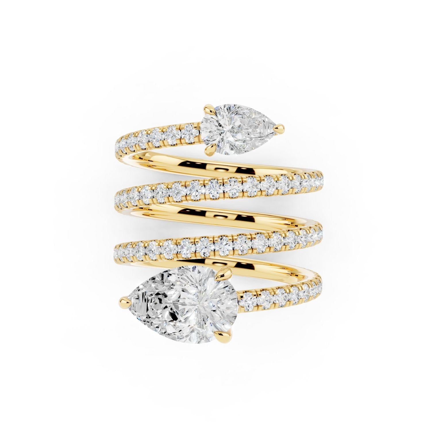 Diamond Pear Spiral Wrap Ring