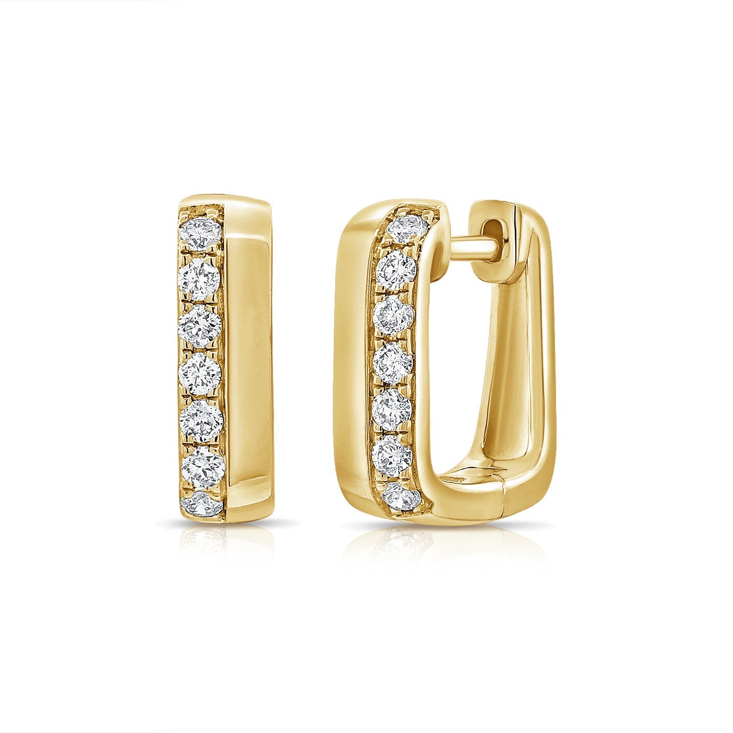 Diamond Rectangle Huggie Earrings
