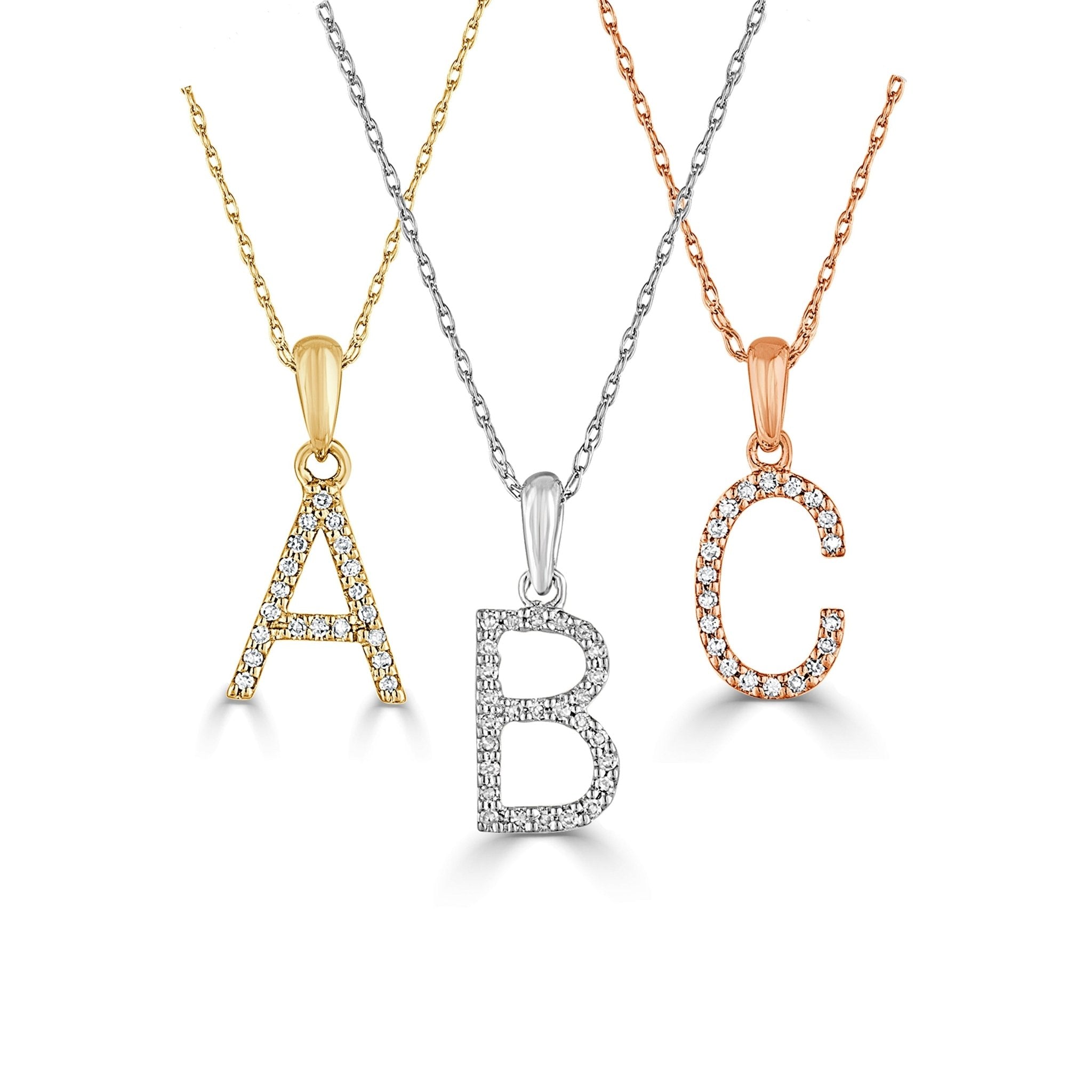 Diamond Rope Chain Initial Pendant Necklace