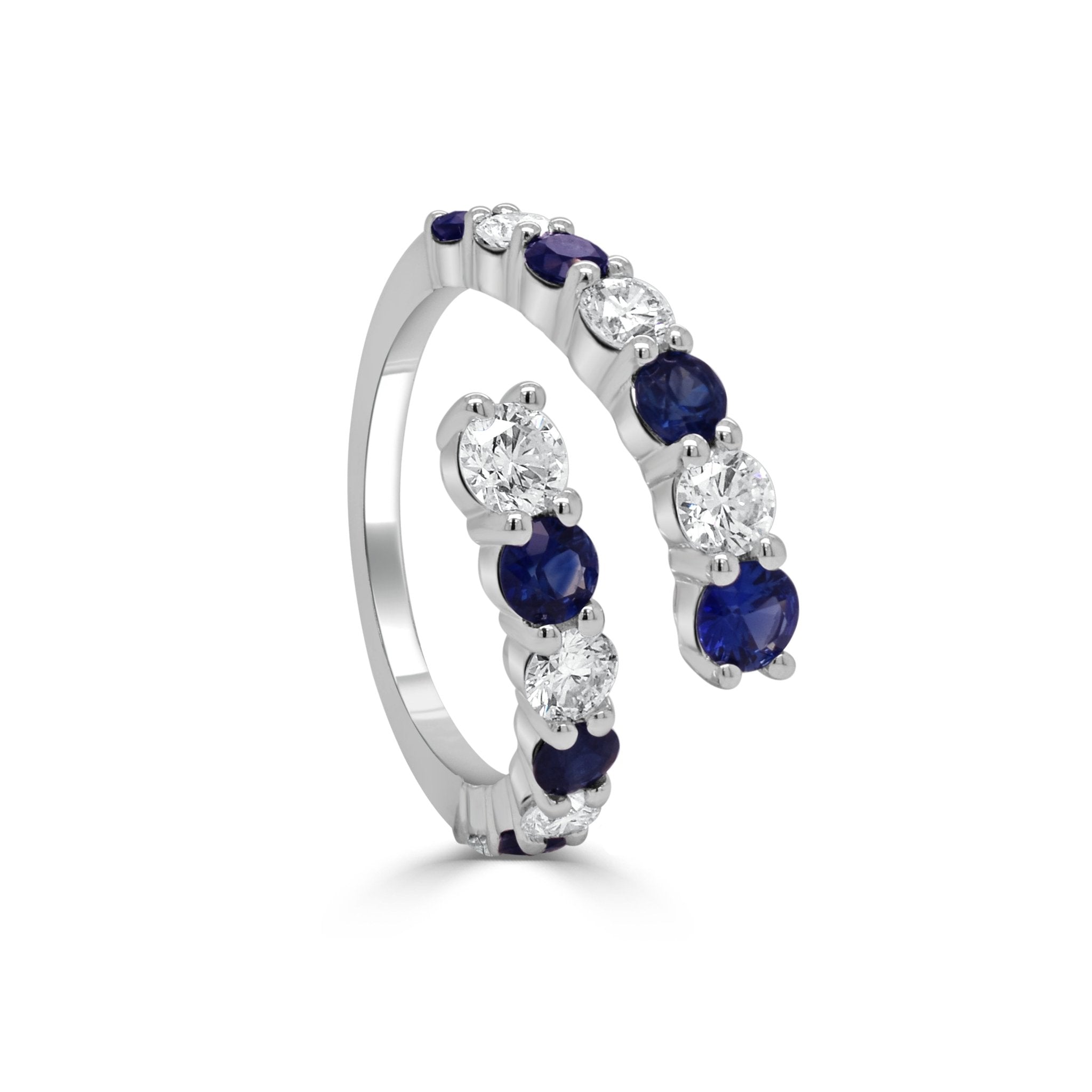 Diamond Sapphire Cross - Over Ring