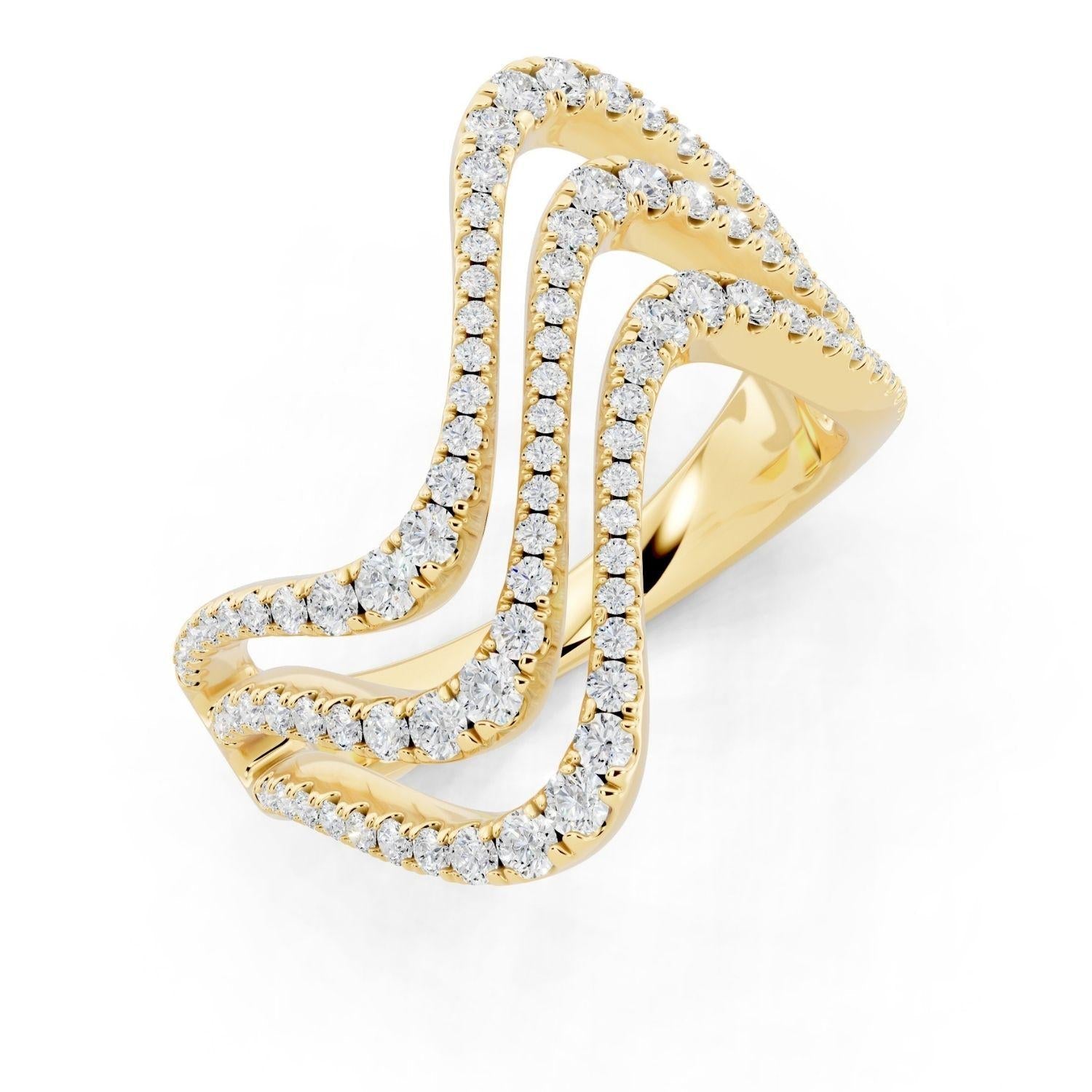 Diamond Triple Row Wave Band