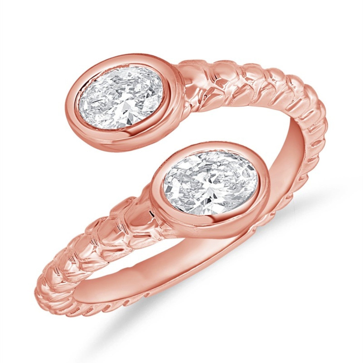 Double Oval Bezel Wrap Ring in 14K rose gold