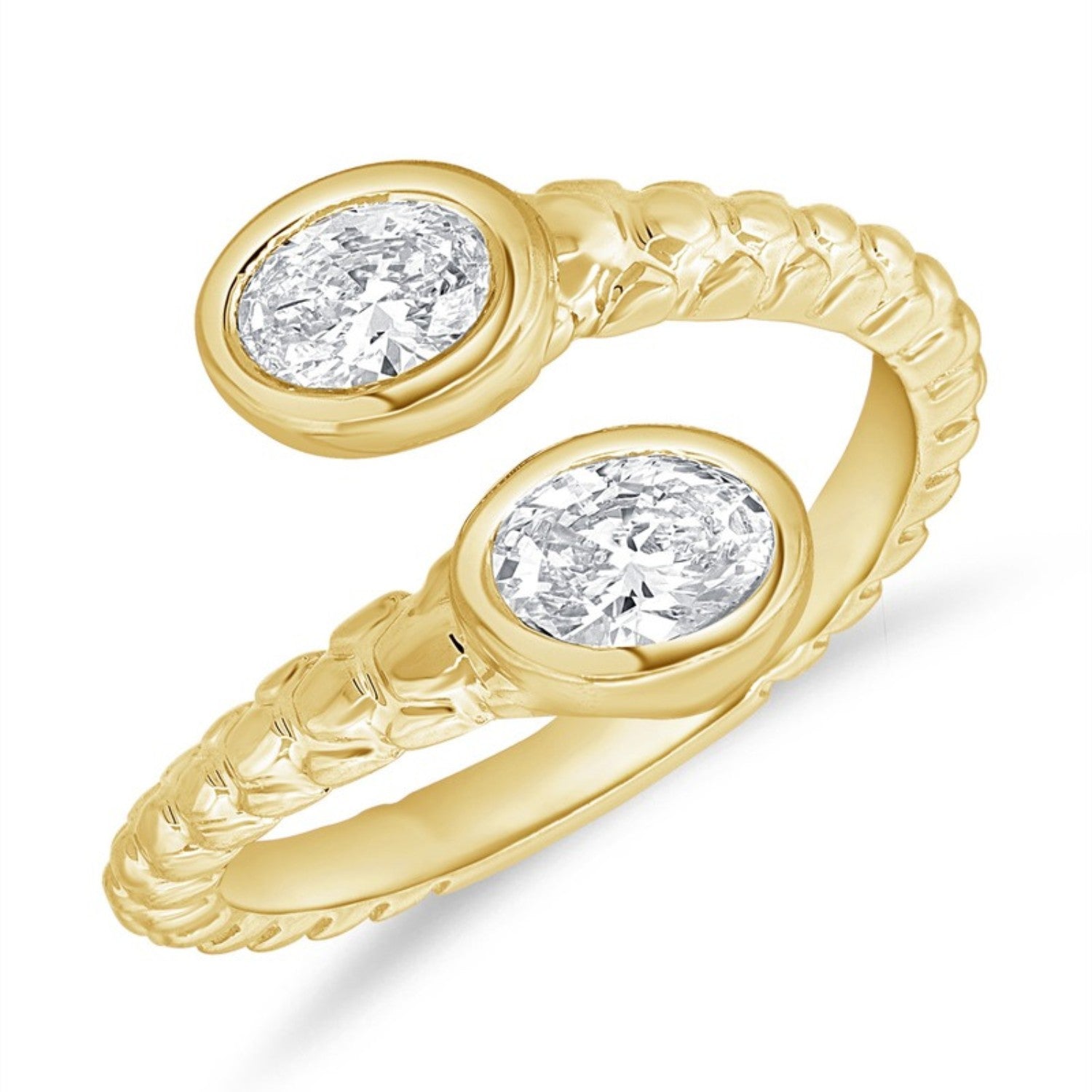 Double Oval Bezel Wrap Ring in 14K yellow gold by Seema Fine Jewelry