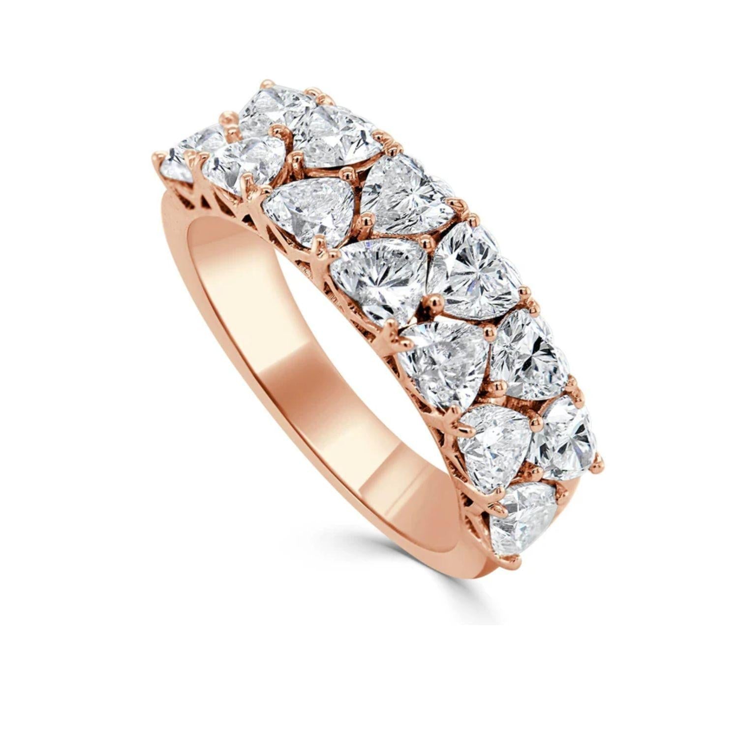 Double Row Heart Diamond Ring