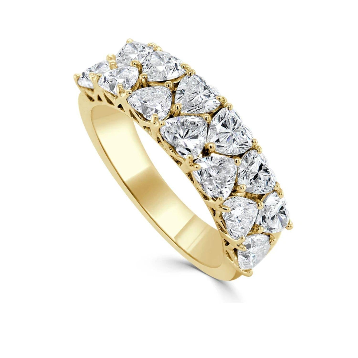 Double Row Heart Diamond Ring