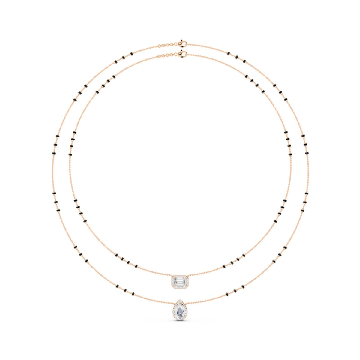 Double Strand Emerald and Pear Mangalsutra