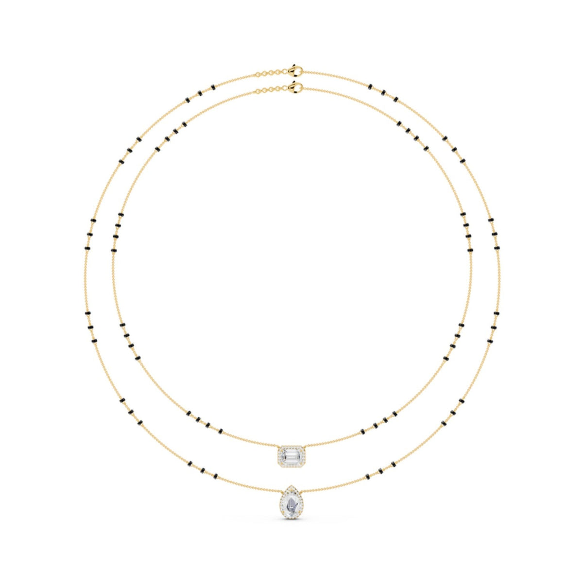 Double Strand Emerald and Pear Mangalsutra