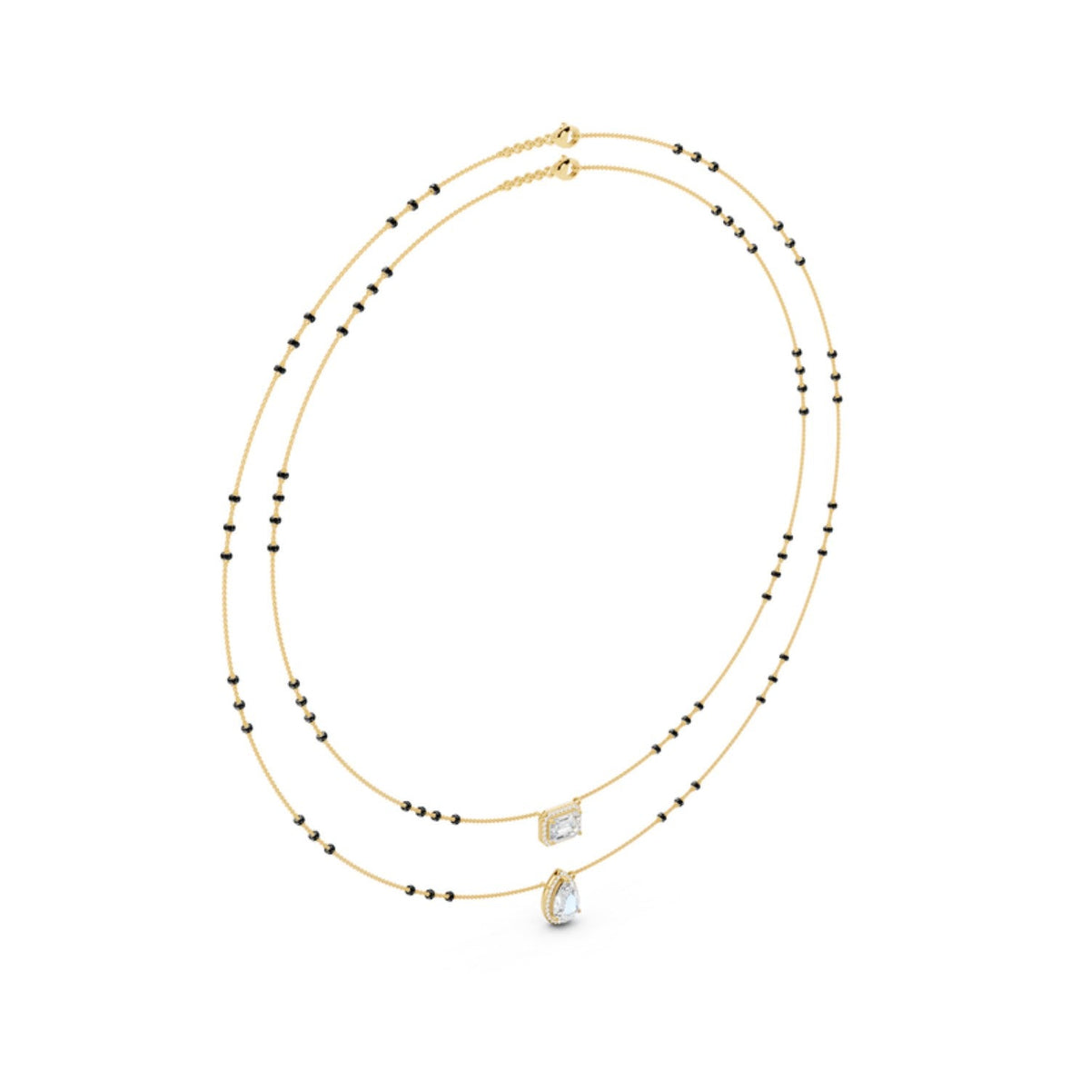 Double Strand Emerald and Pear Mangalsutra