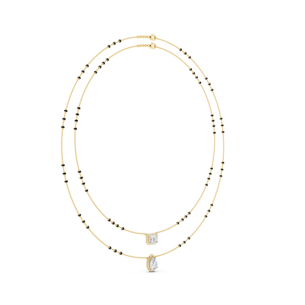 Double Strand Emerald and Pear Mangalsutra