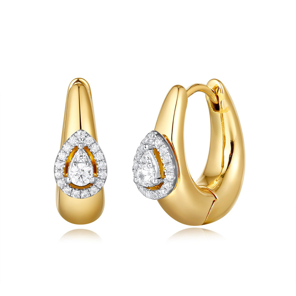 Pear Halo Hoop Earrings