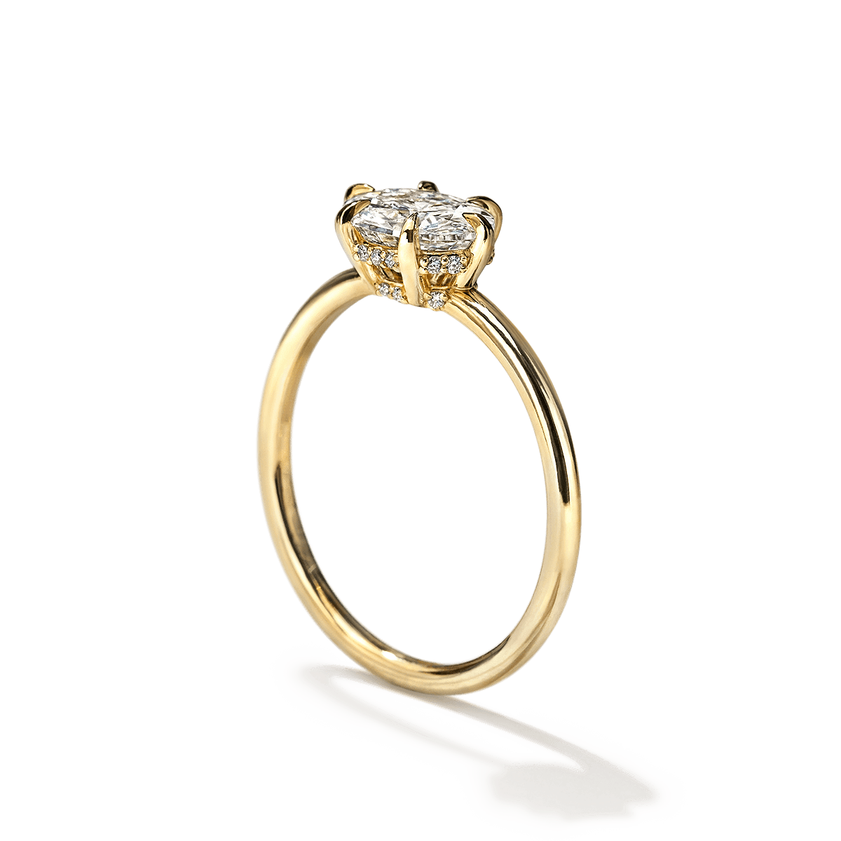 East - West Hidden Halo Engagement Ring