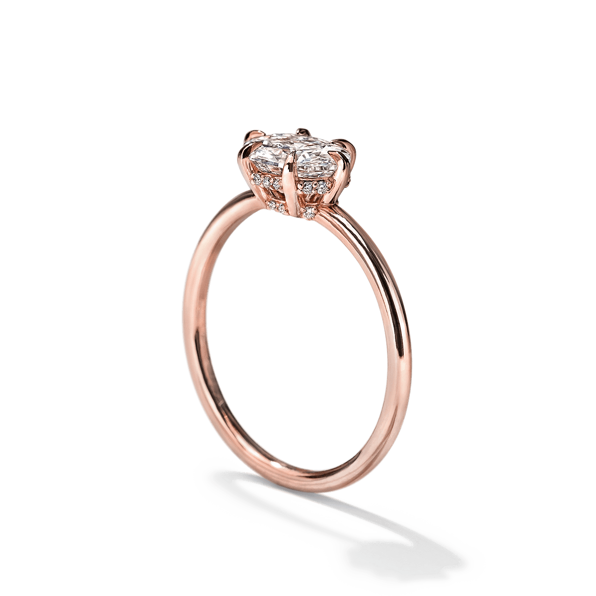 East - West Hidden Halo Engagement Ring