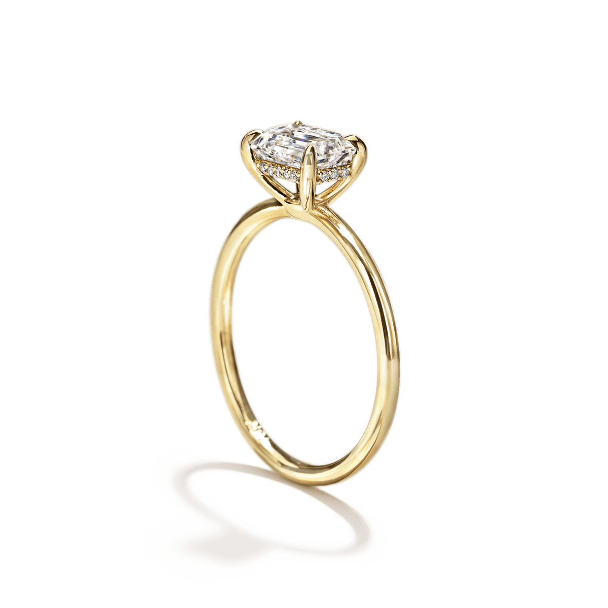 East - West Hidden Halo Engagement Ring