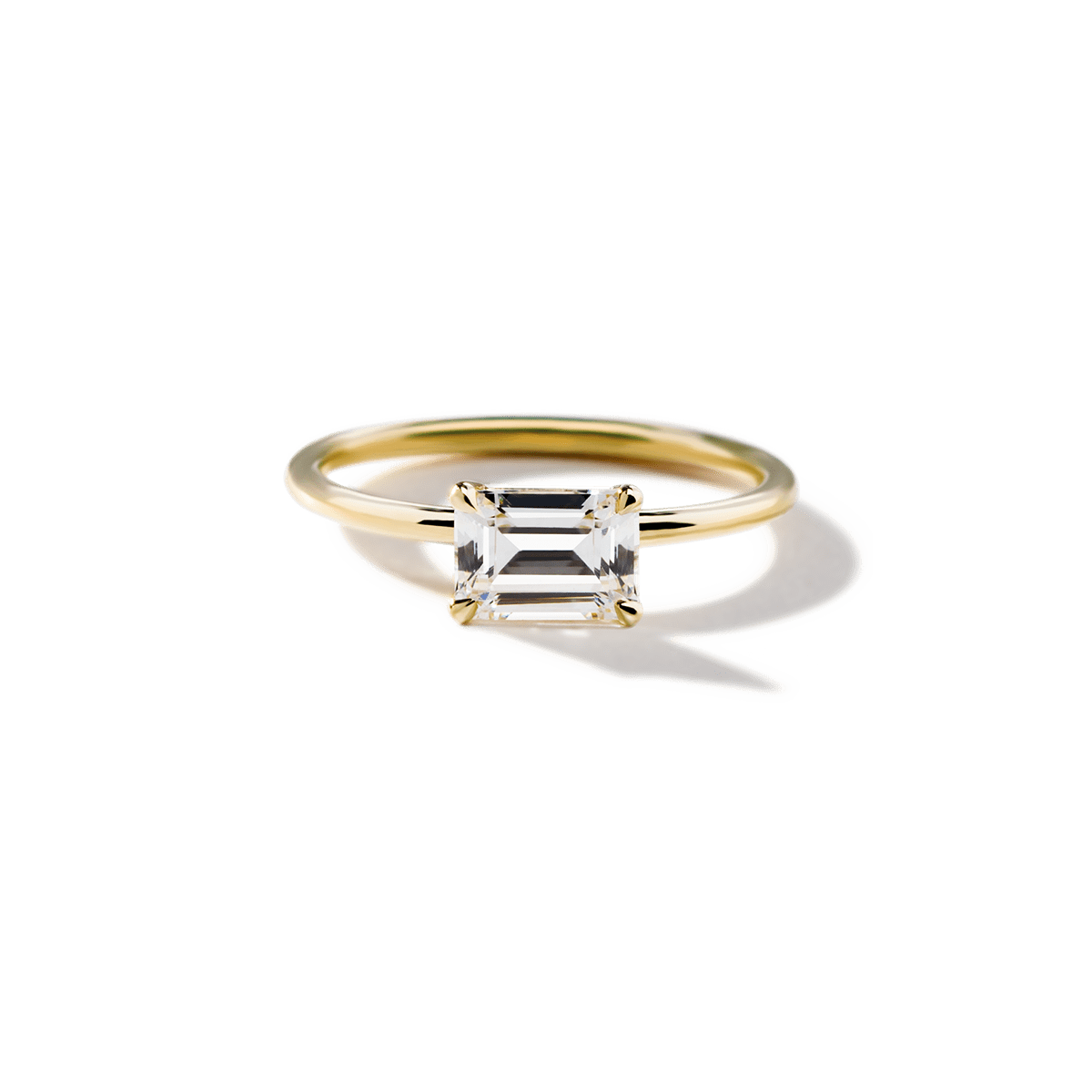 East - West Hidden Halo Engagement Ring