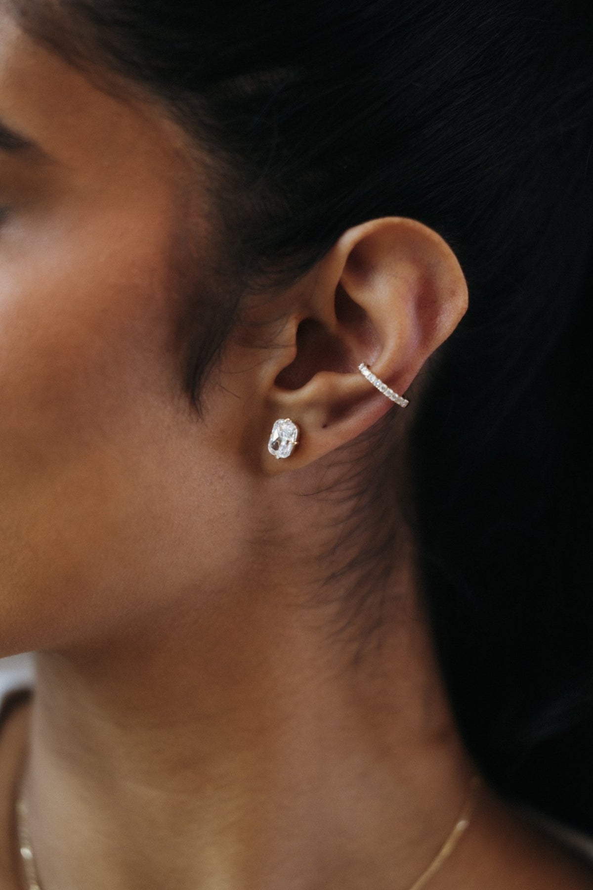 Elongated Cushion Lab-Grown Diamond Stud Earrings