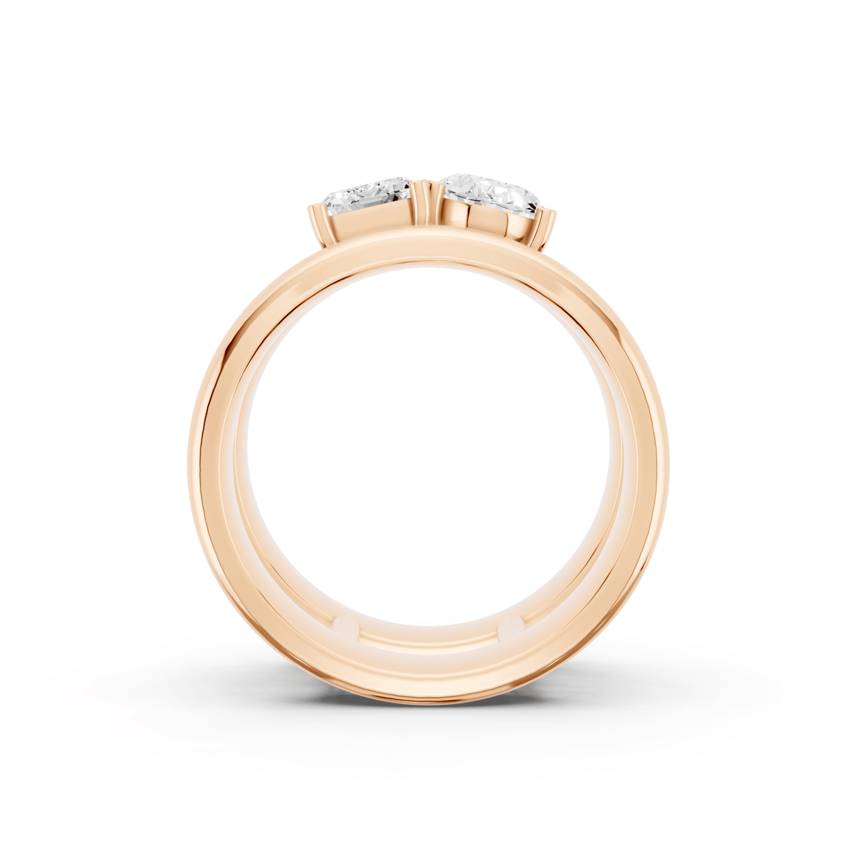 Emerald-Cut and Oval Lab-Grown Diamond Toi et Moi Ring