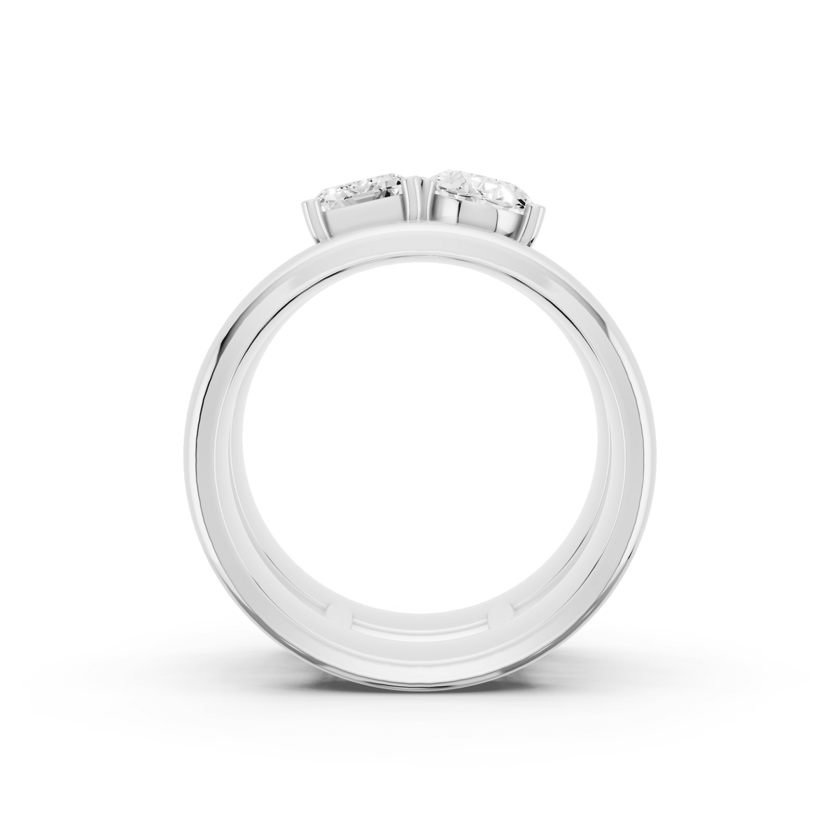 Emerald-Cut and Oval Lab-Grown Diamond Toi et Moi Ring