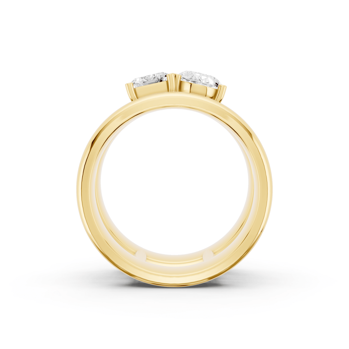 Emerald-Cut and Oval Lab-Grown Diamond Toi et Moi Ring