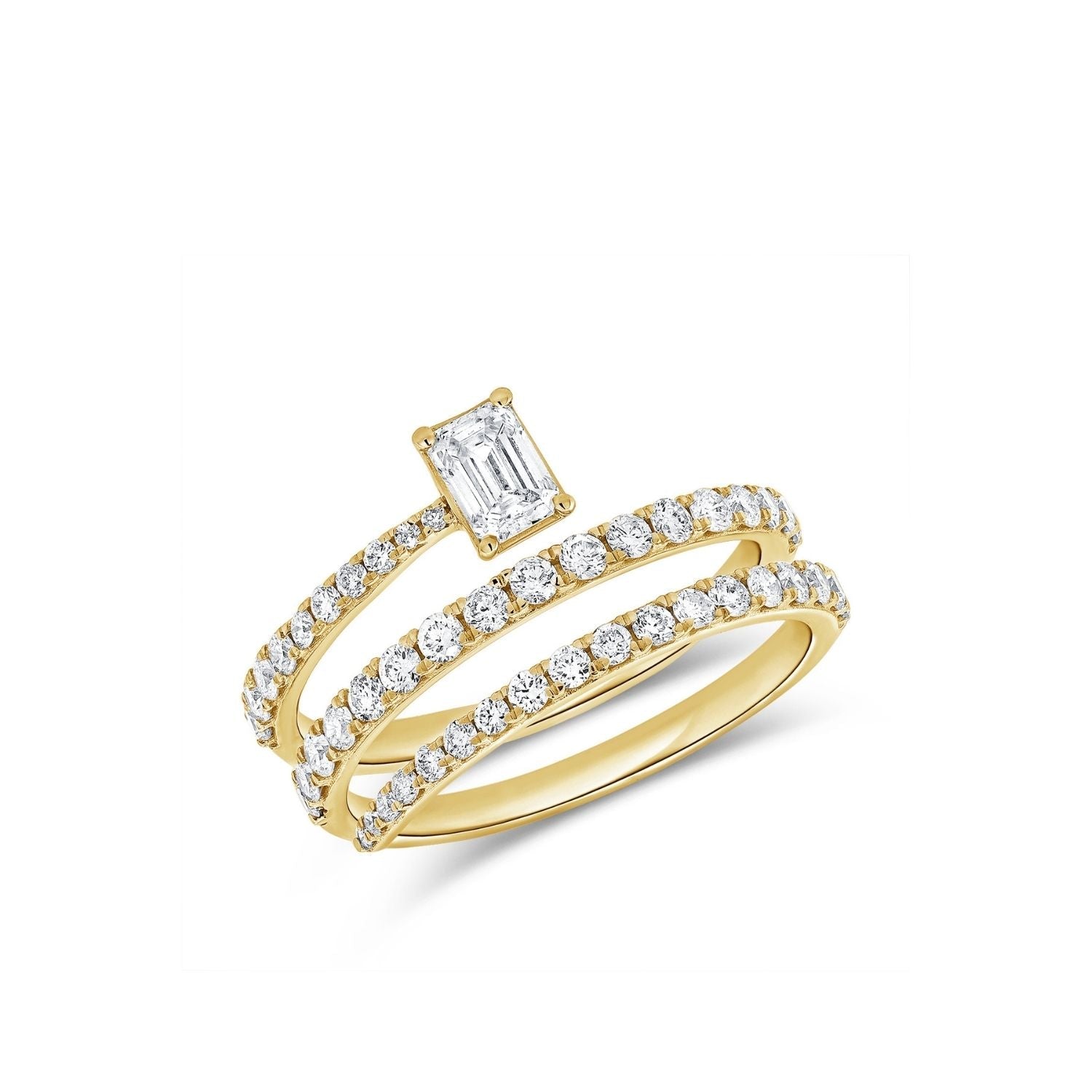 Emerald Cut Coil Wrap Ring