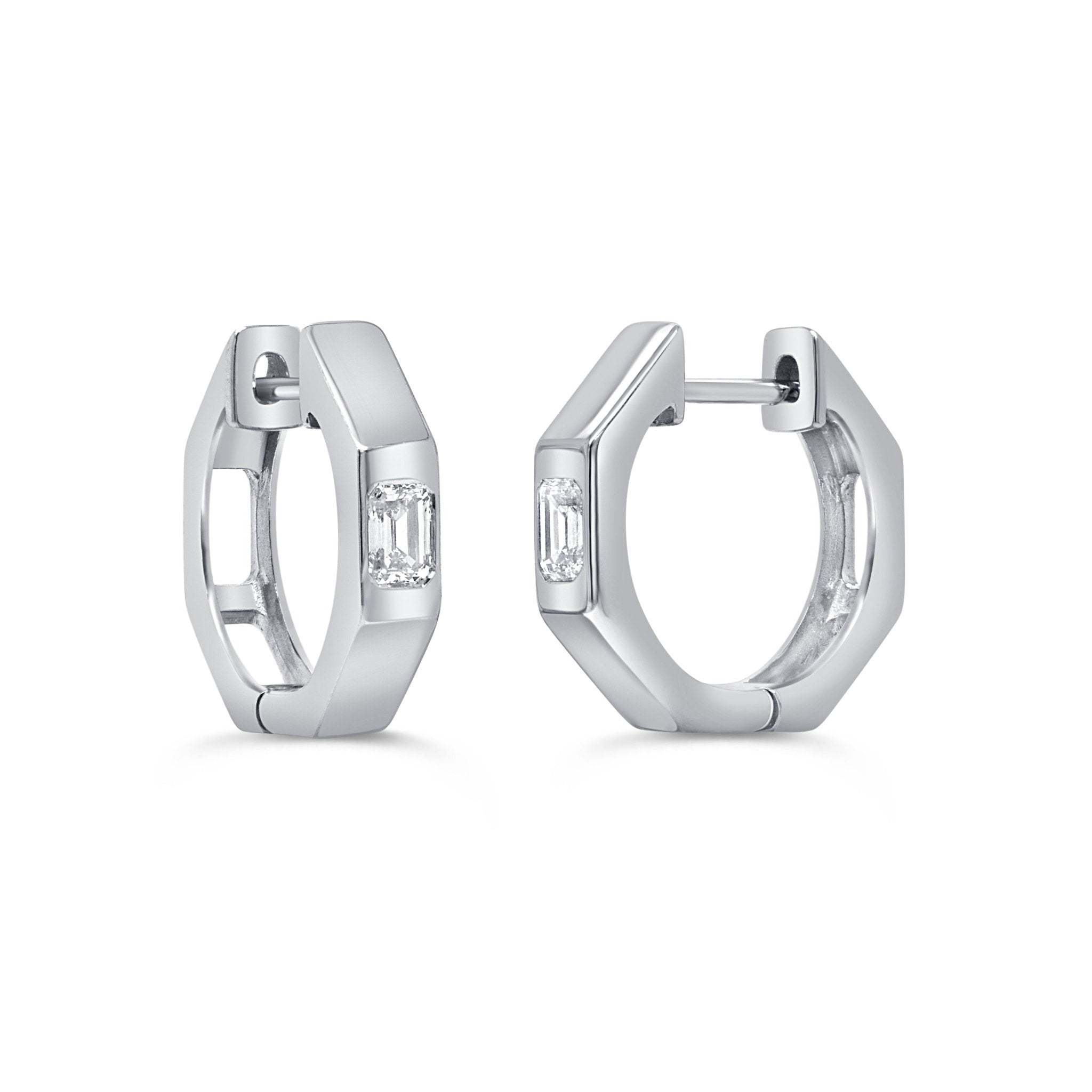 Emerald - Cut Diamond Earrings