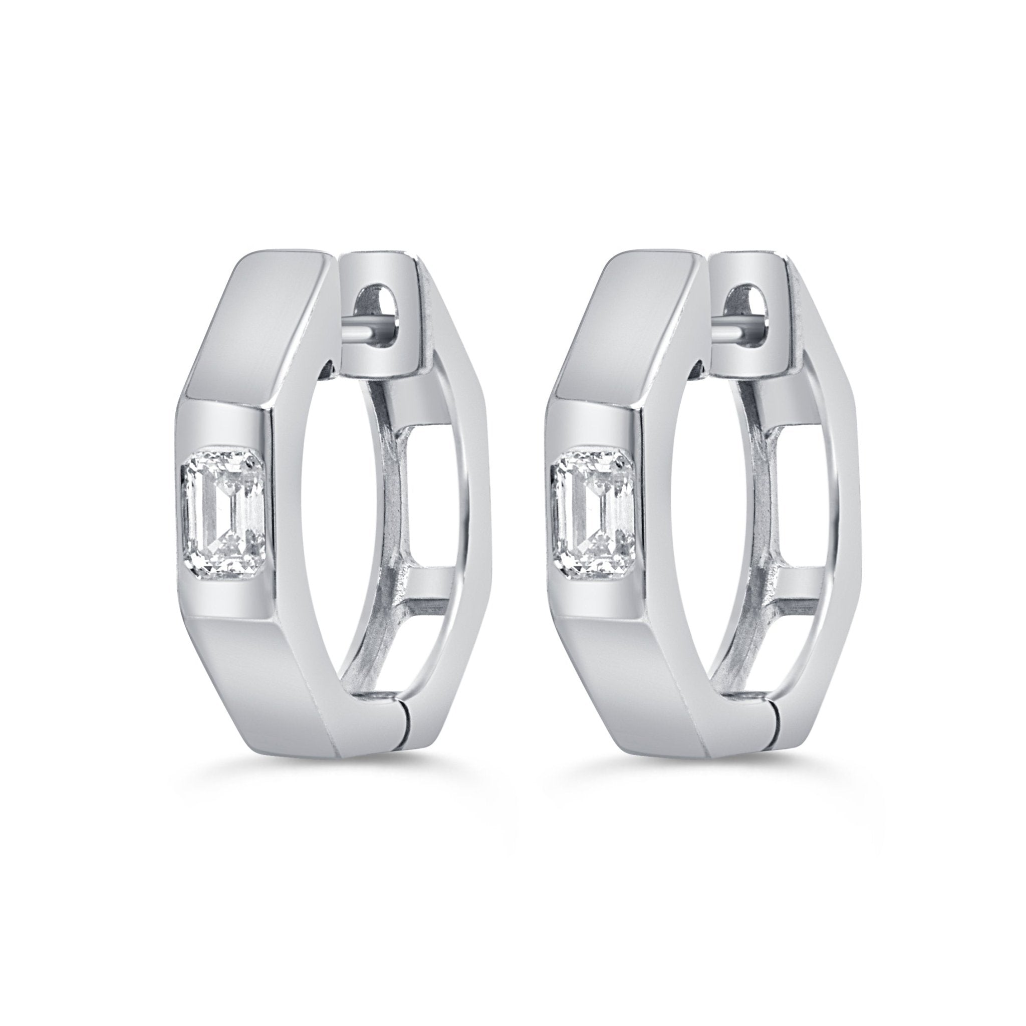 Emerald - Cut Diamond Earrings