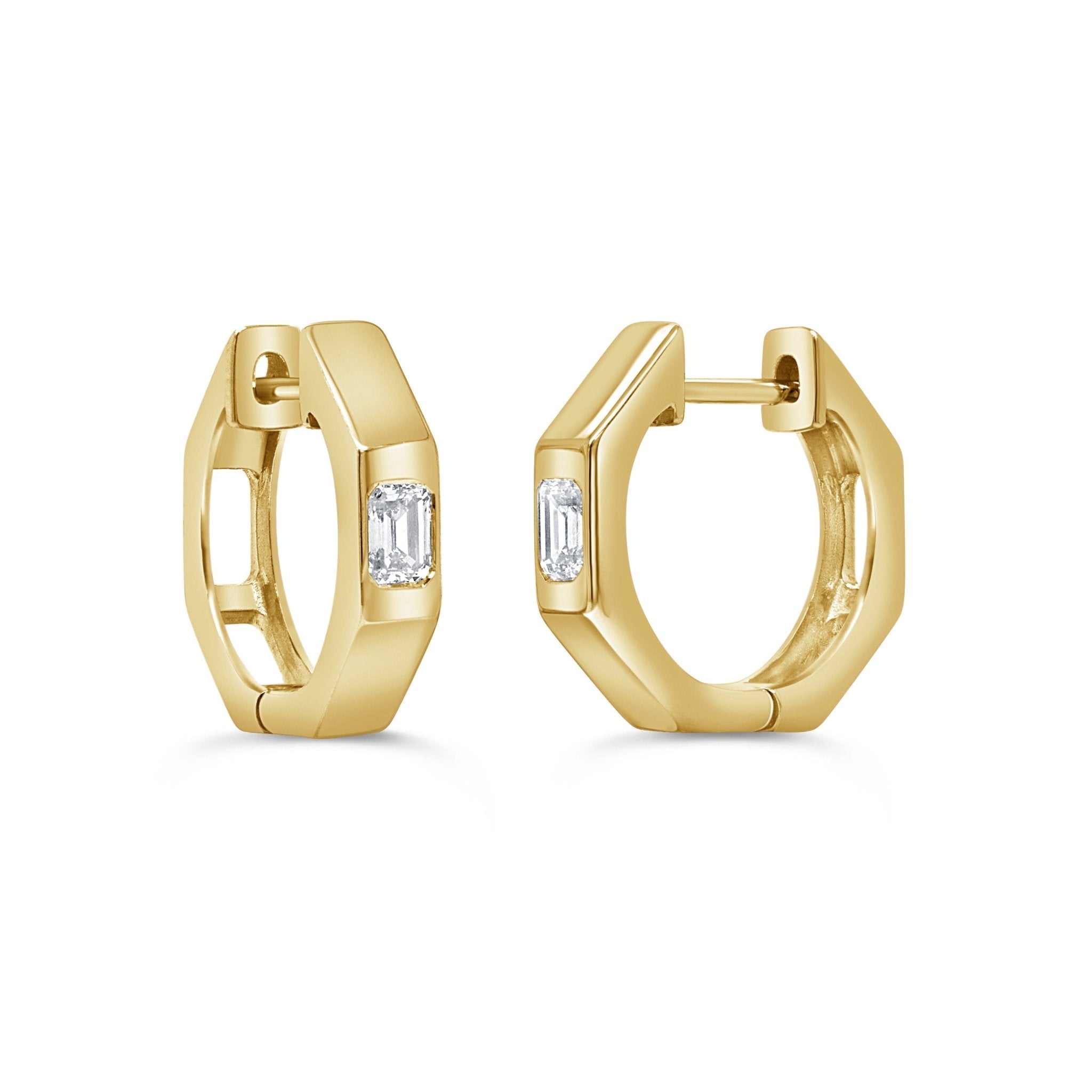 Emerald - Cut Diamond Earrings