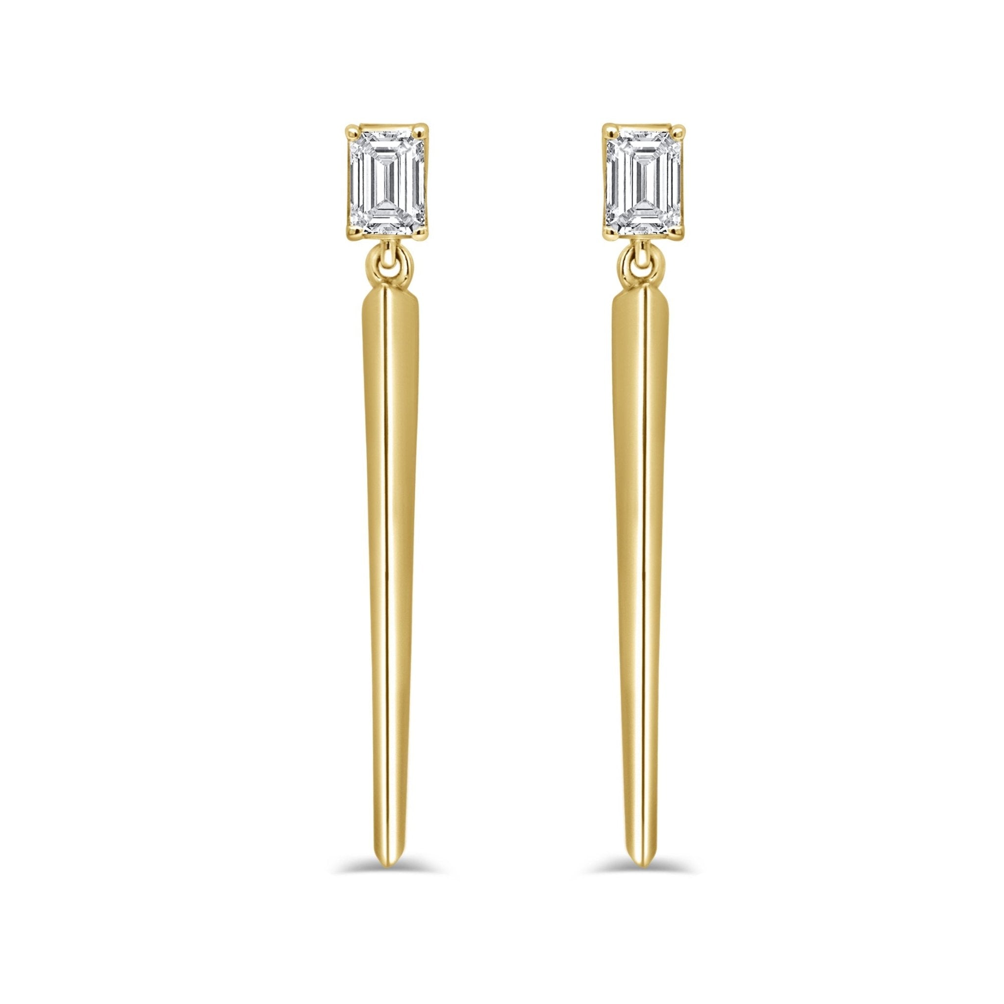 Emerald - Cut Diamond Earrings