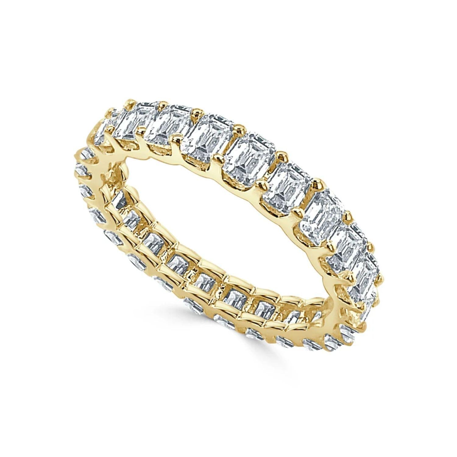 Emerald - Cut Diamond Eternity Band