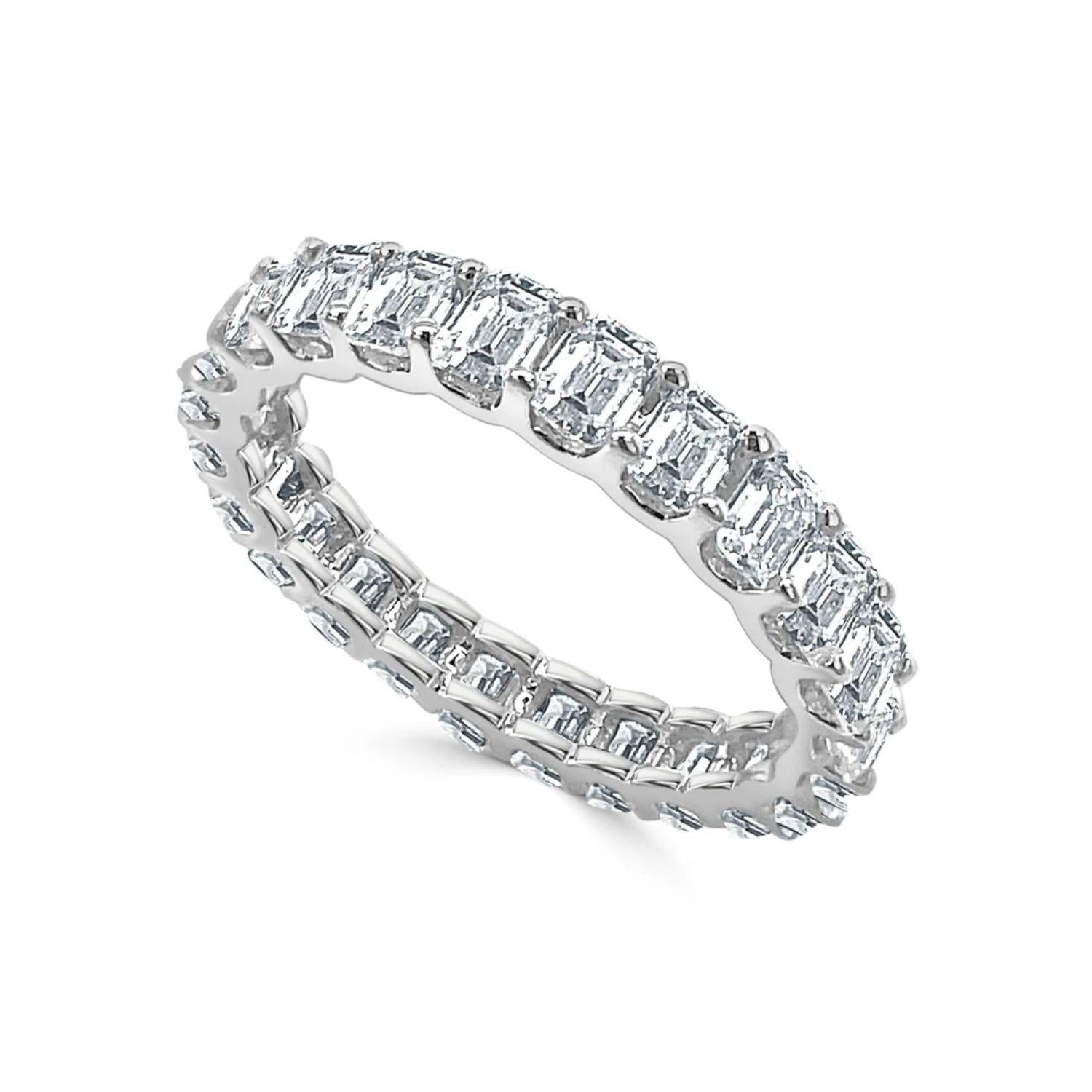 Emerald - Cut Diamond Eternity Band