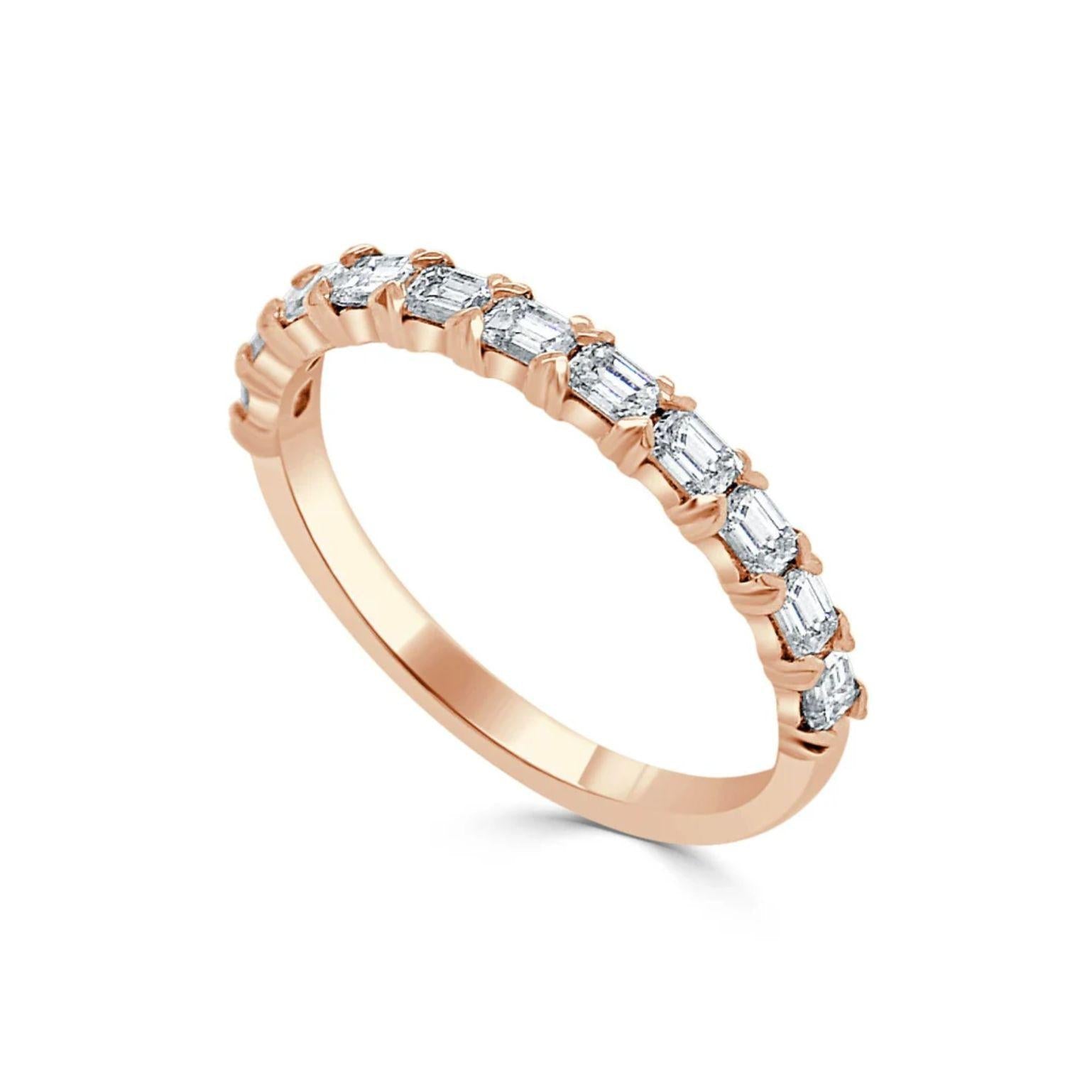 Emerald - Cut Diamond Stackable Ring