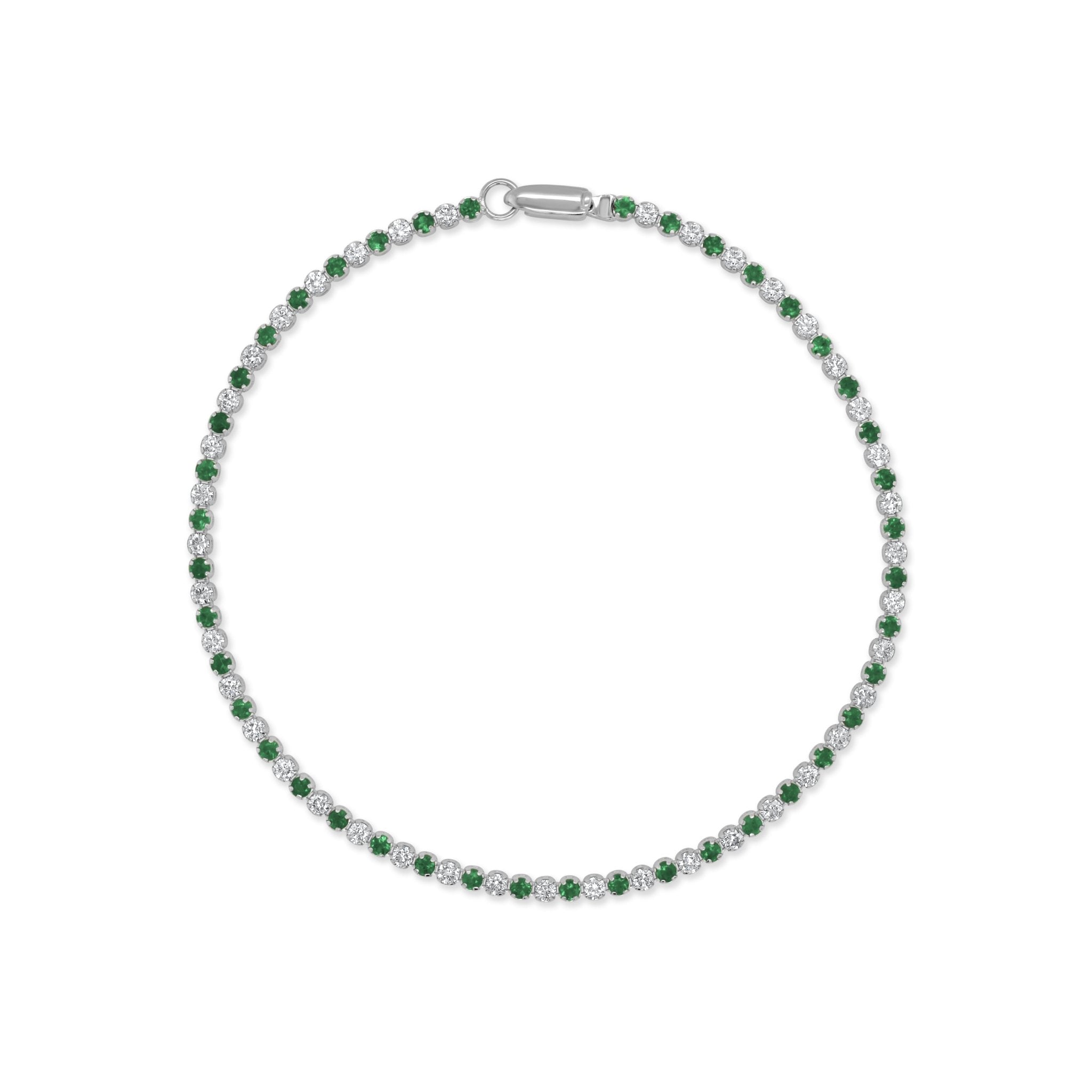 Emerald Diamond Alternating Tennis Bracelet