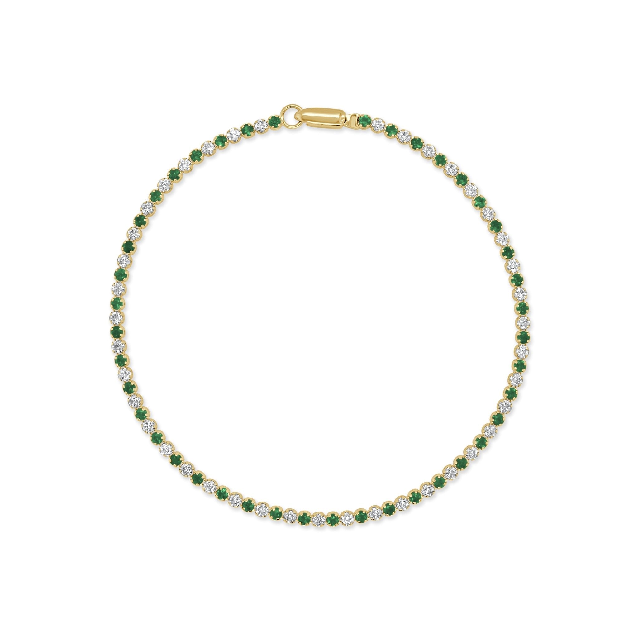 Emerald Diamond Alternating Tennis Bracelet