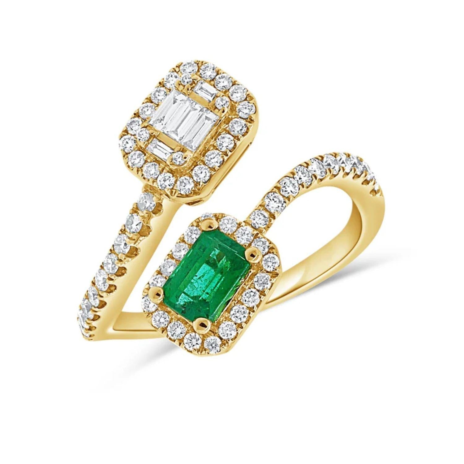 Emerald Diamond Bypass Ring