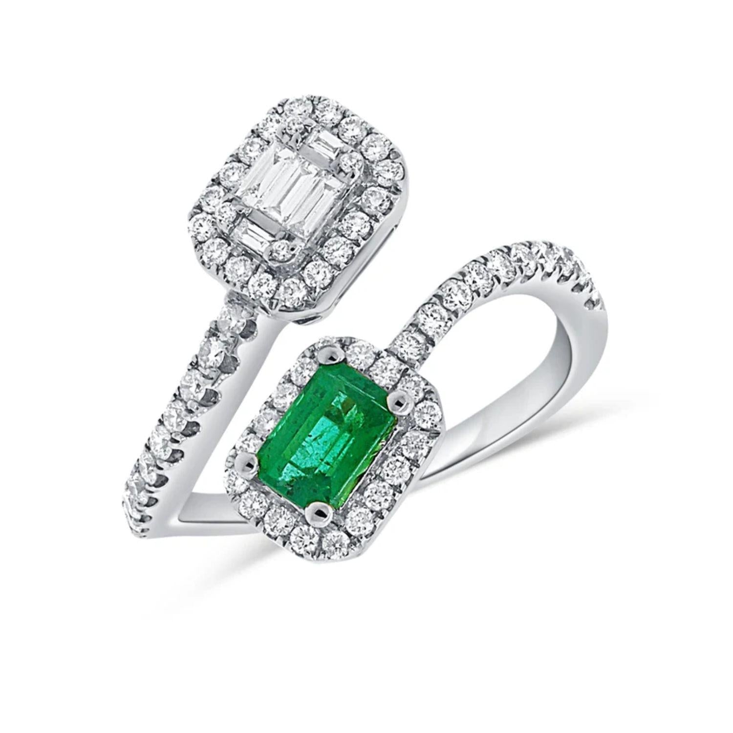 Emerald Diamond Bypass Ring