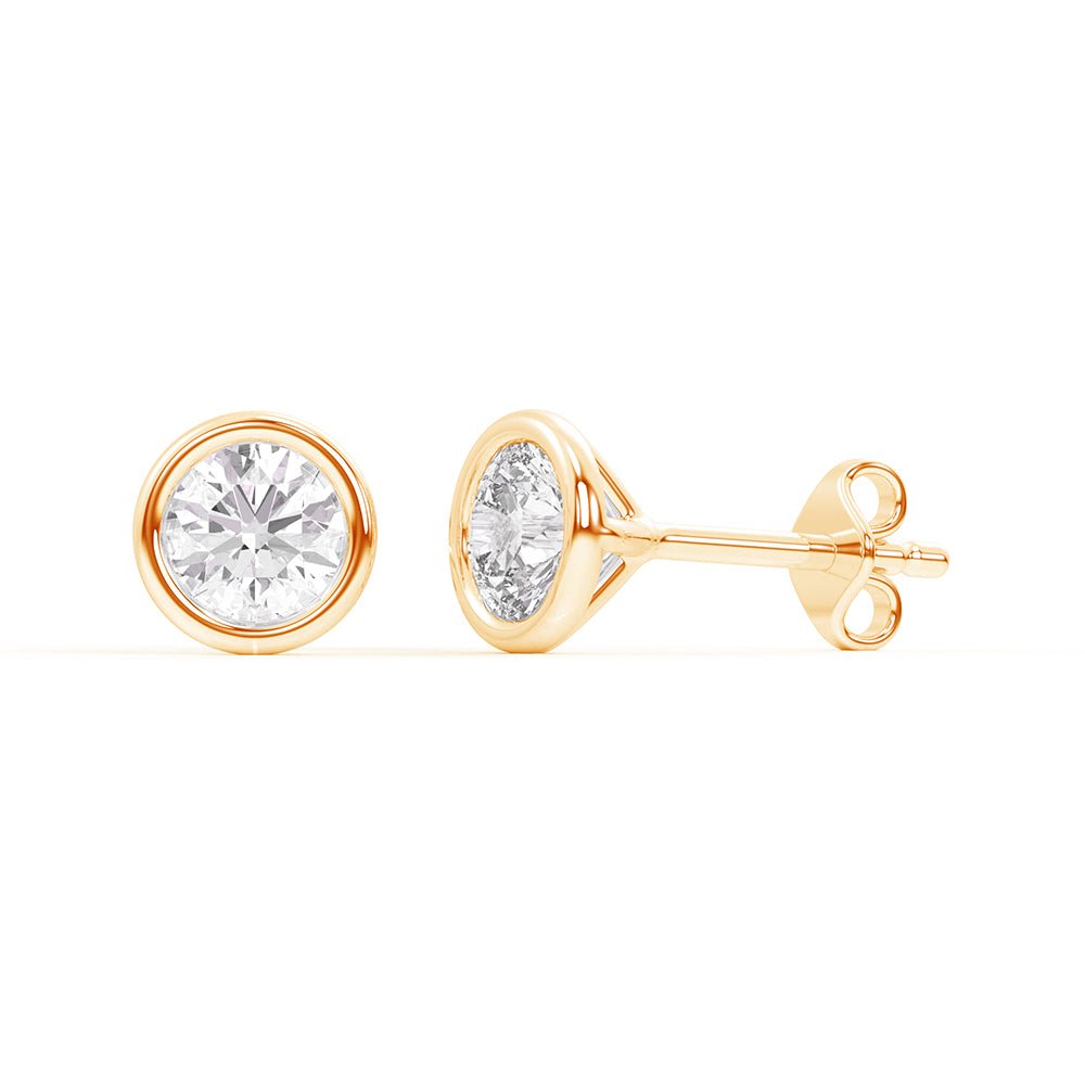 Essential Lab - Grown Diamond Bezel Stud Earrings in 14K Gold