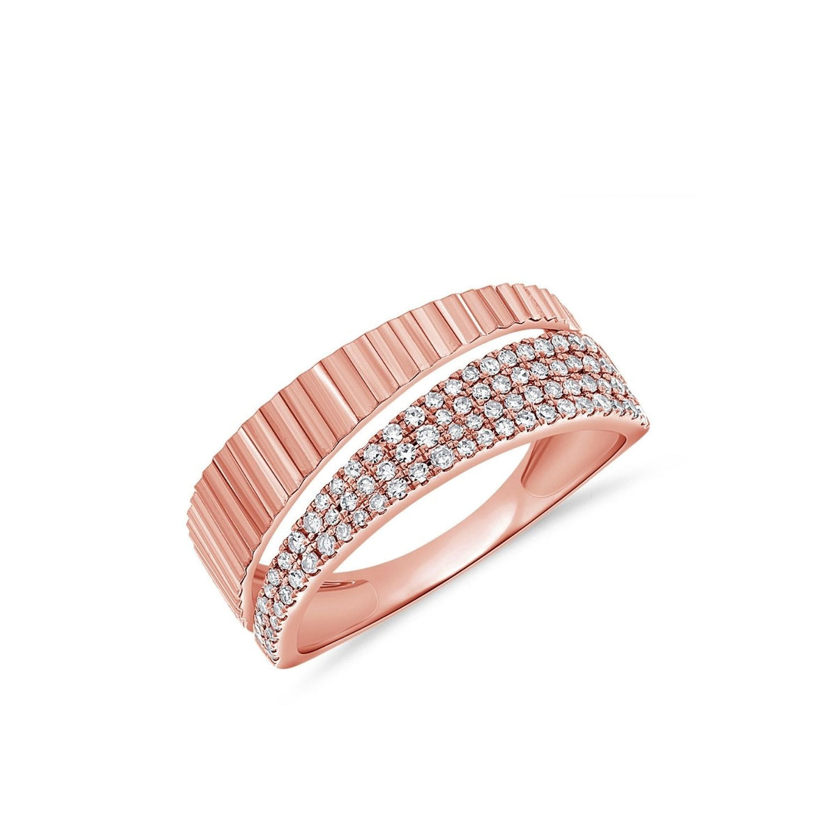 Fluted Wide Band Diamond Ring