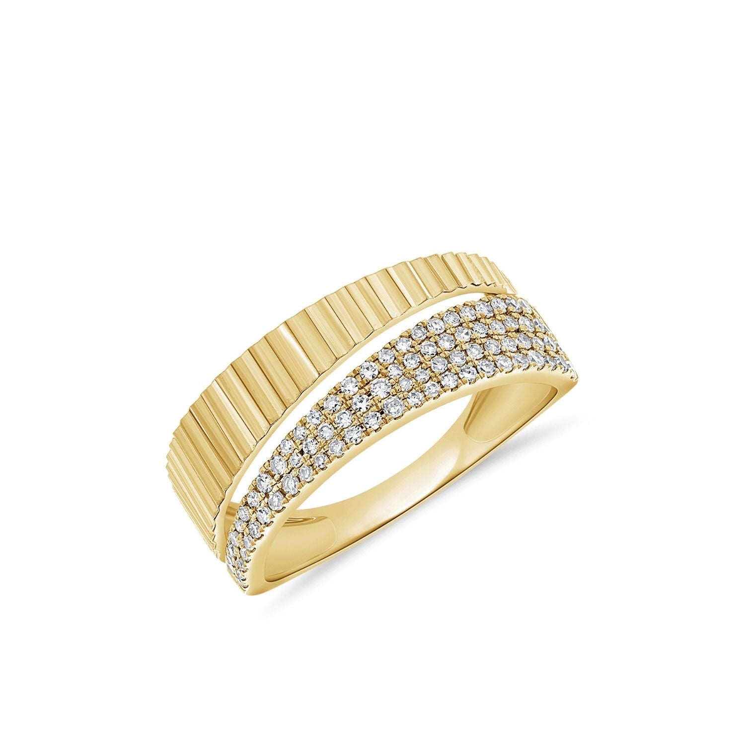Fluted Wide Band Diamond Ring