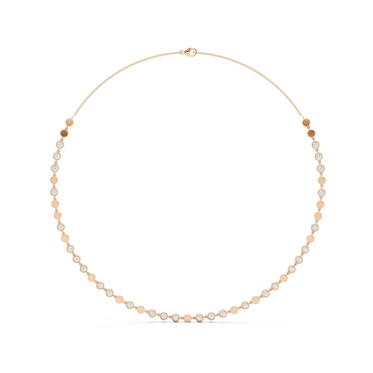 Gold Disc Diamond Station Necklace