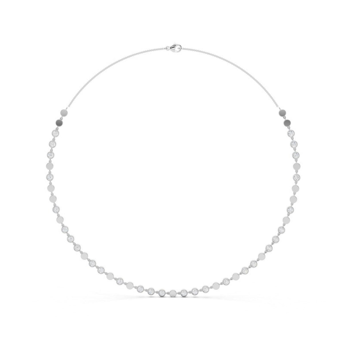 Gold Disc Diamond Station Necklace