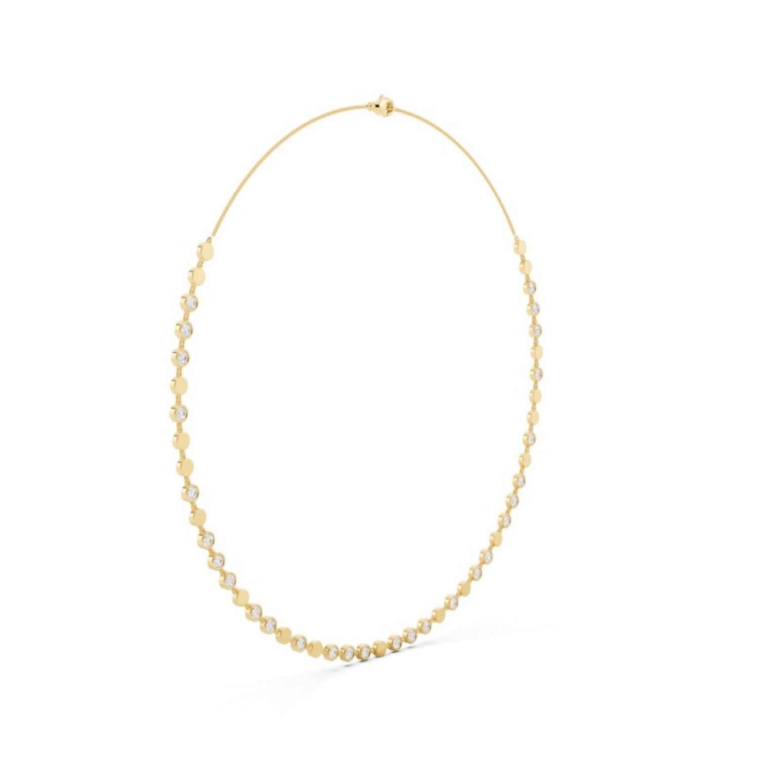 Gold Disc Diamond Station Necklace, detail view 3