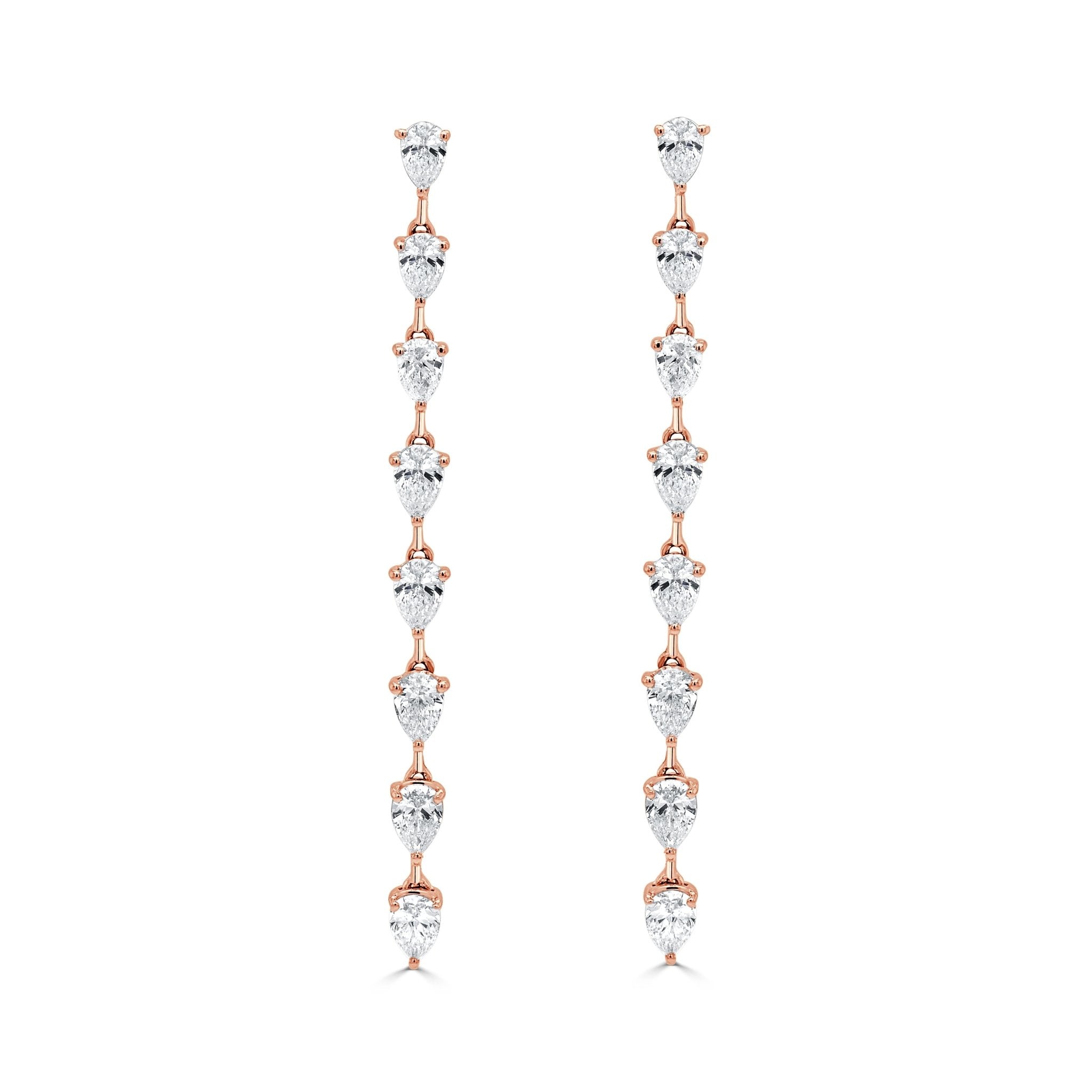 Gold Pear Shape Diamond Drop Earrings